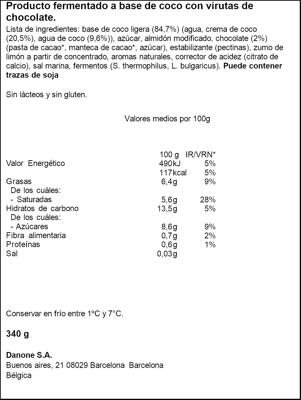 Postre coco/stracc alpro Danone 340g