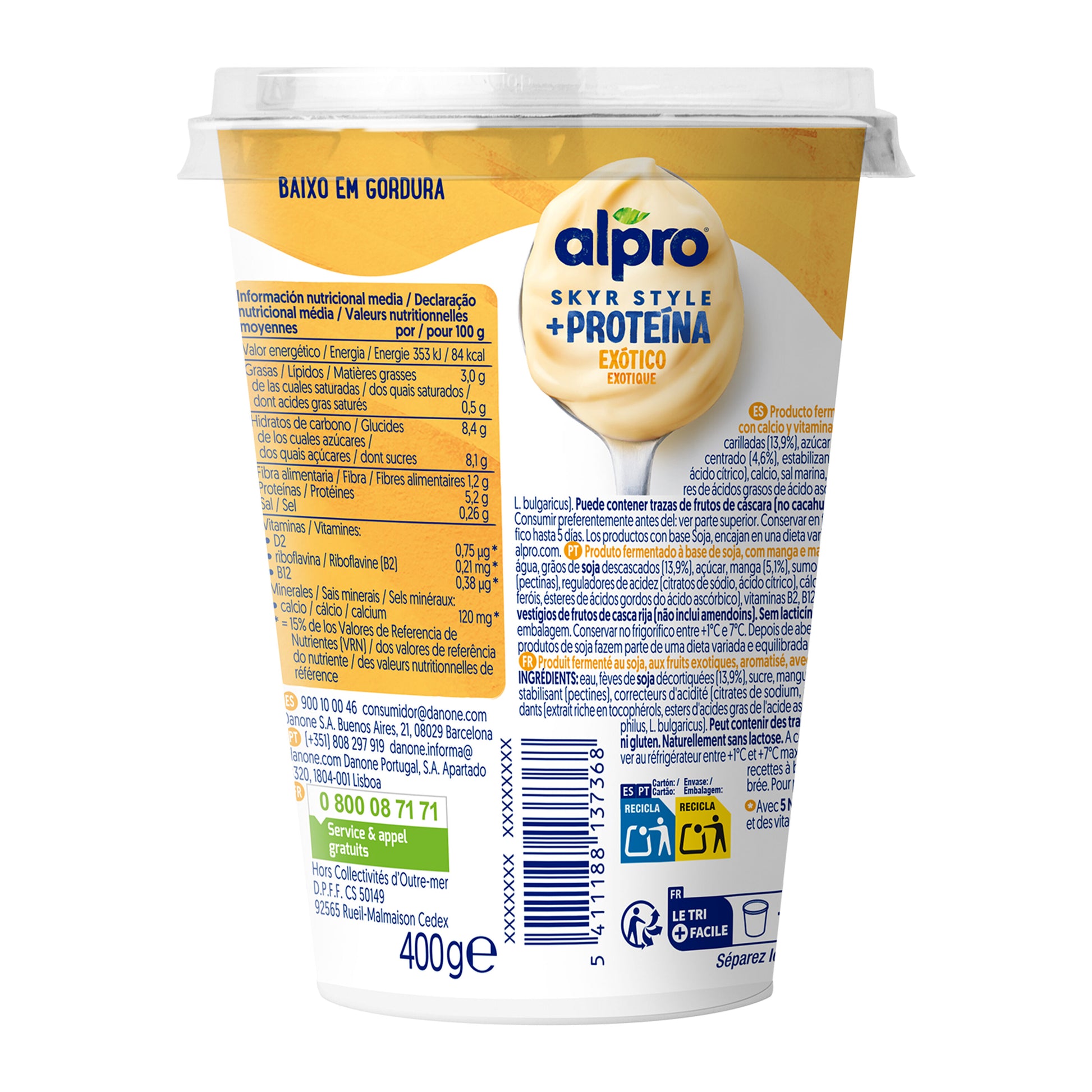 Postre vegetal pbay skyr exotic Alpro 400g