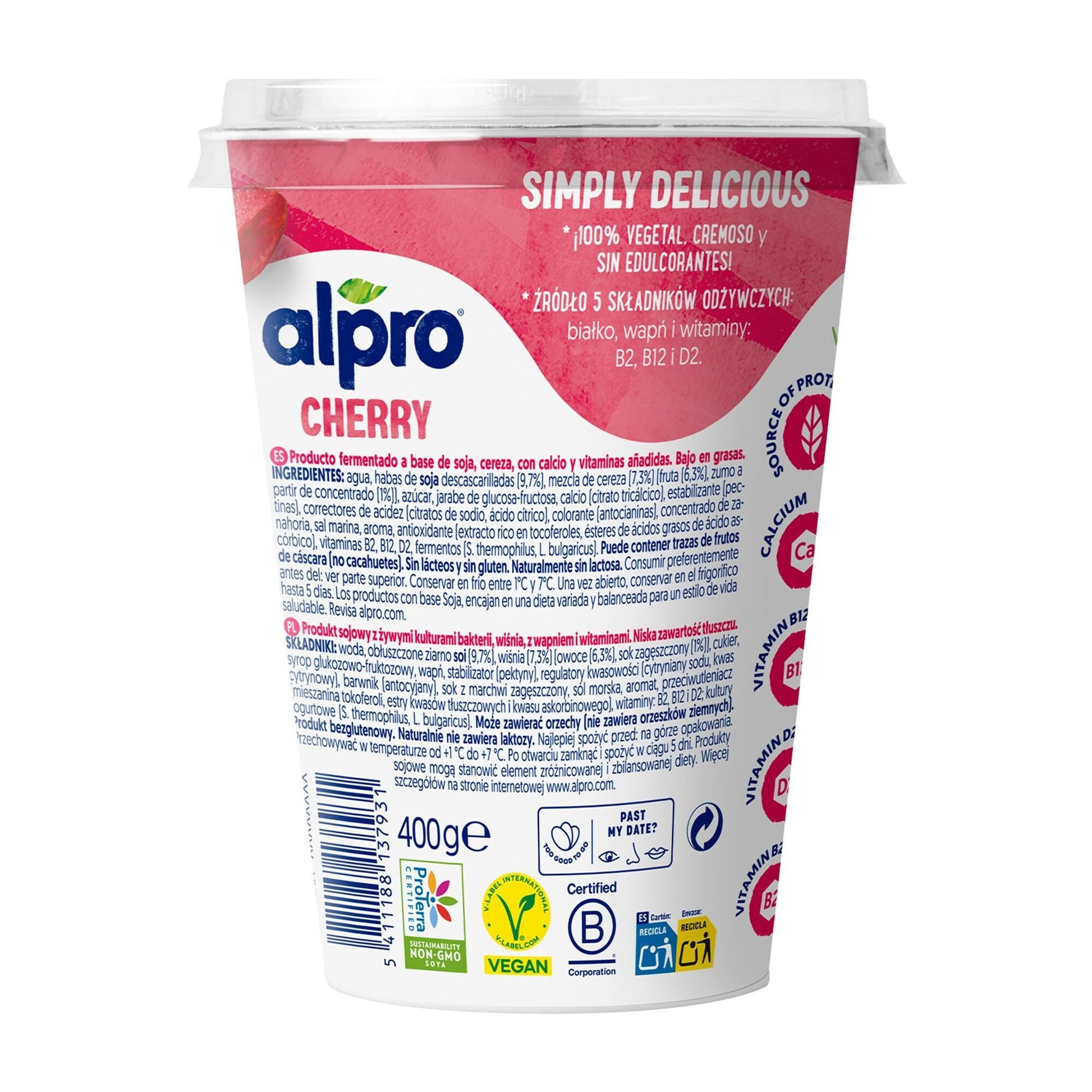 Postre vegetal cereza Alpro 400g