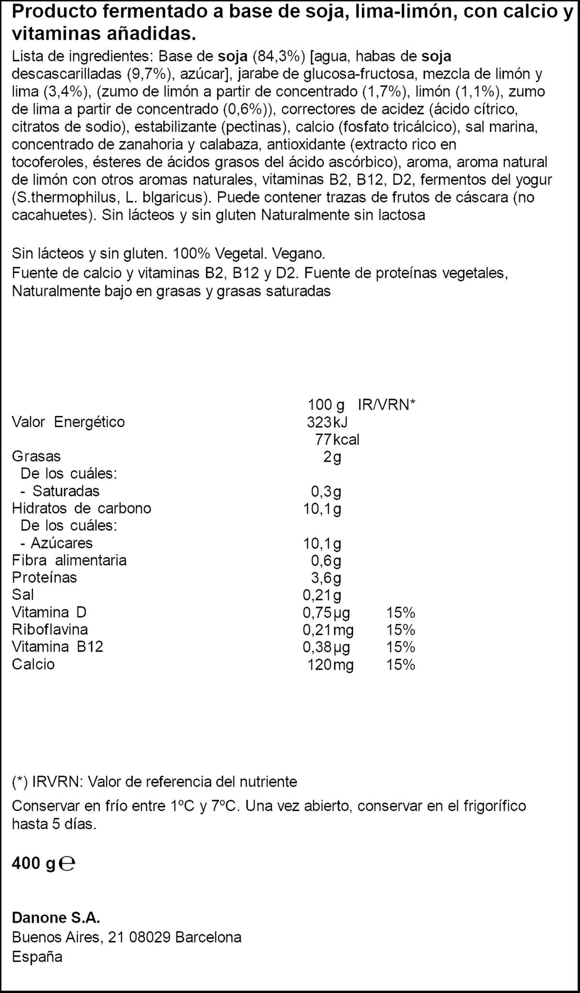 Postre soja limon lima Alpro 400g
