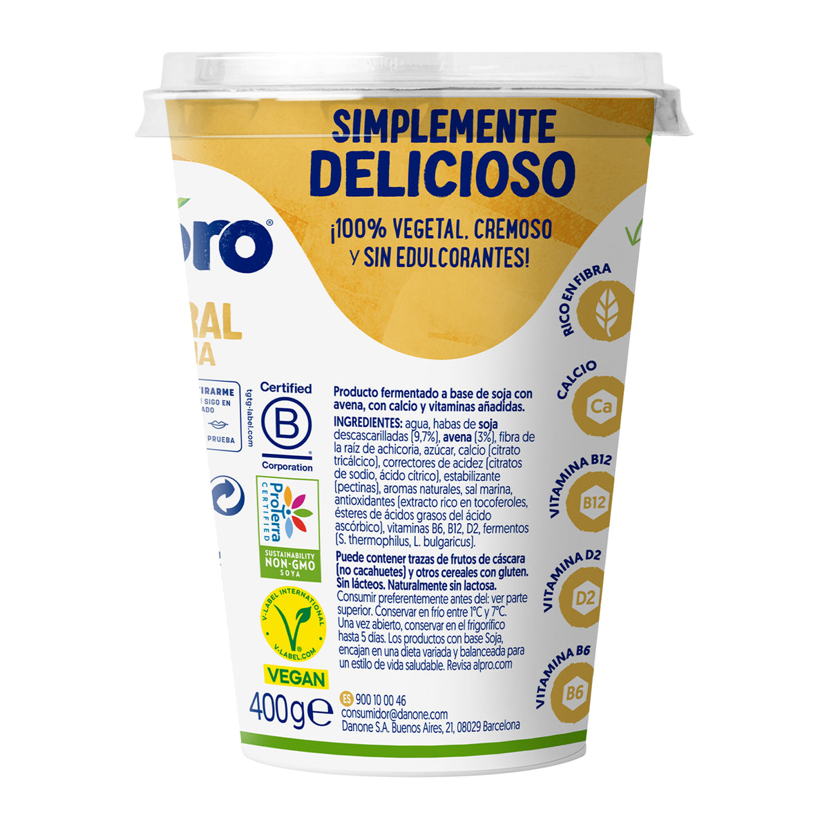 Postre vegetal soja avena Alpro 400g