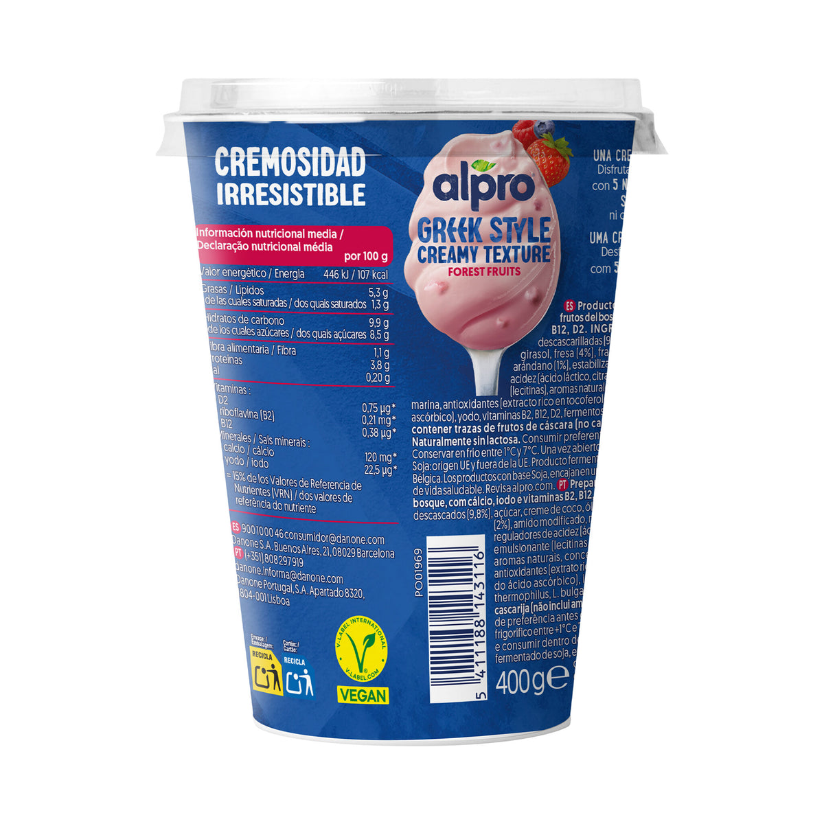 Yogur griego vegetal frutos rojos Alpro 400g