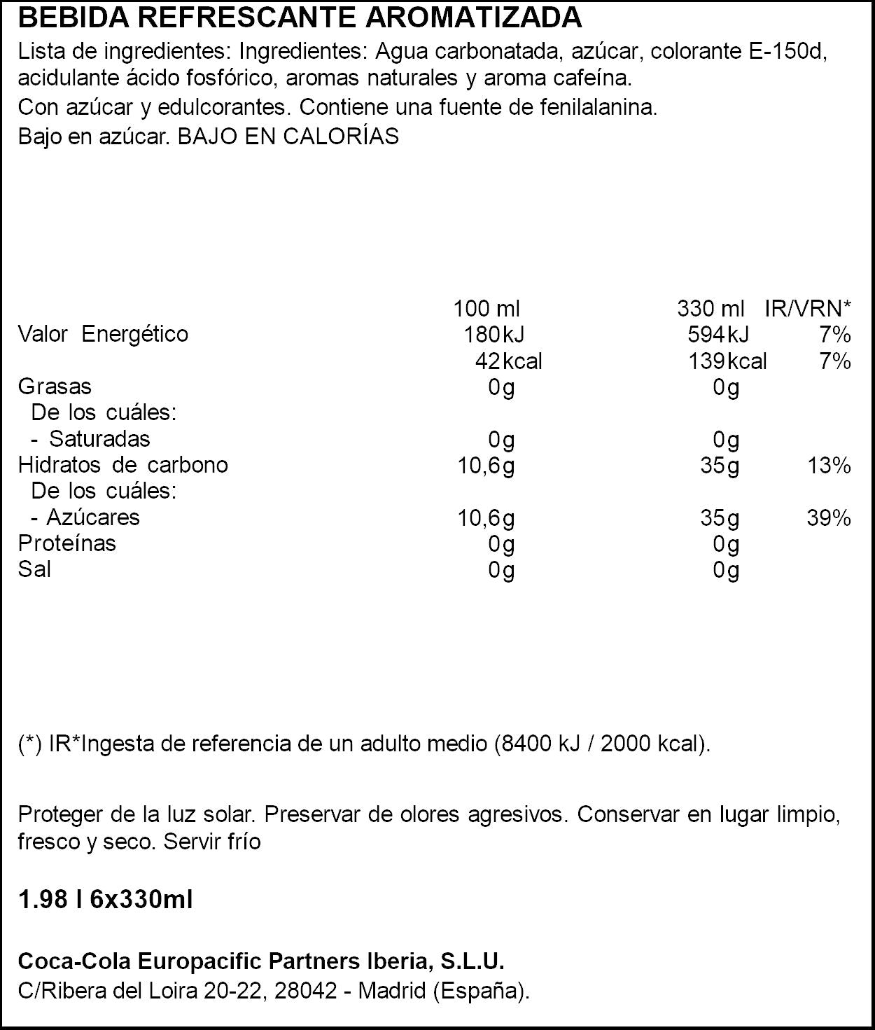 Refresco cola lata Coca cola p6 33cl/u