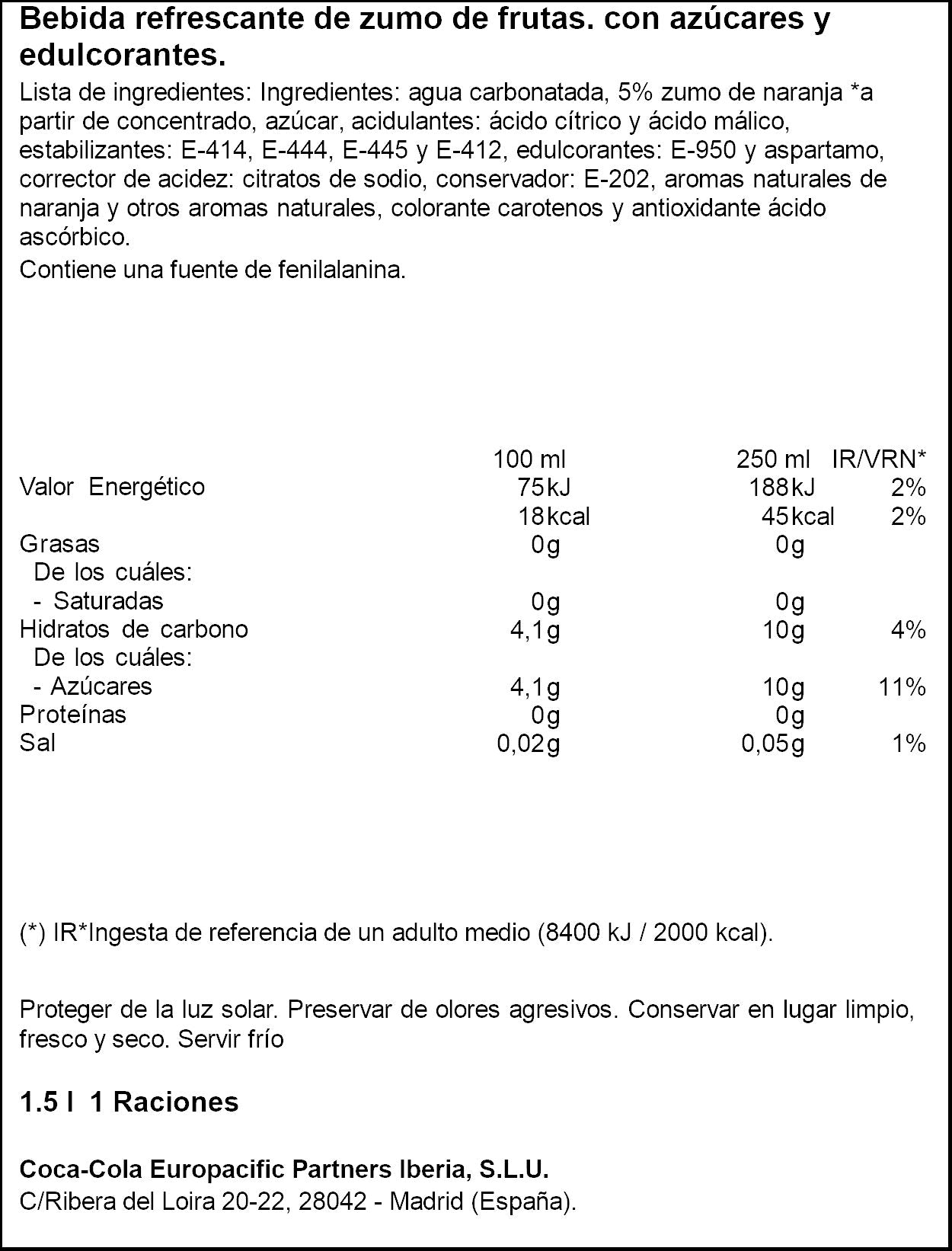 Refresco naranja Fanta 1.25l