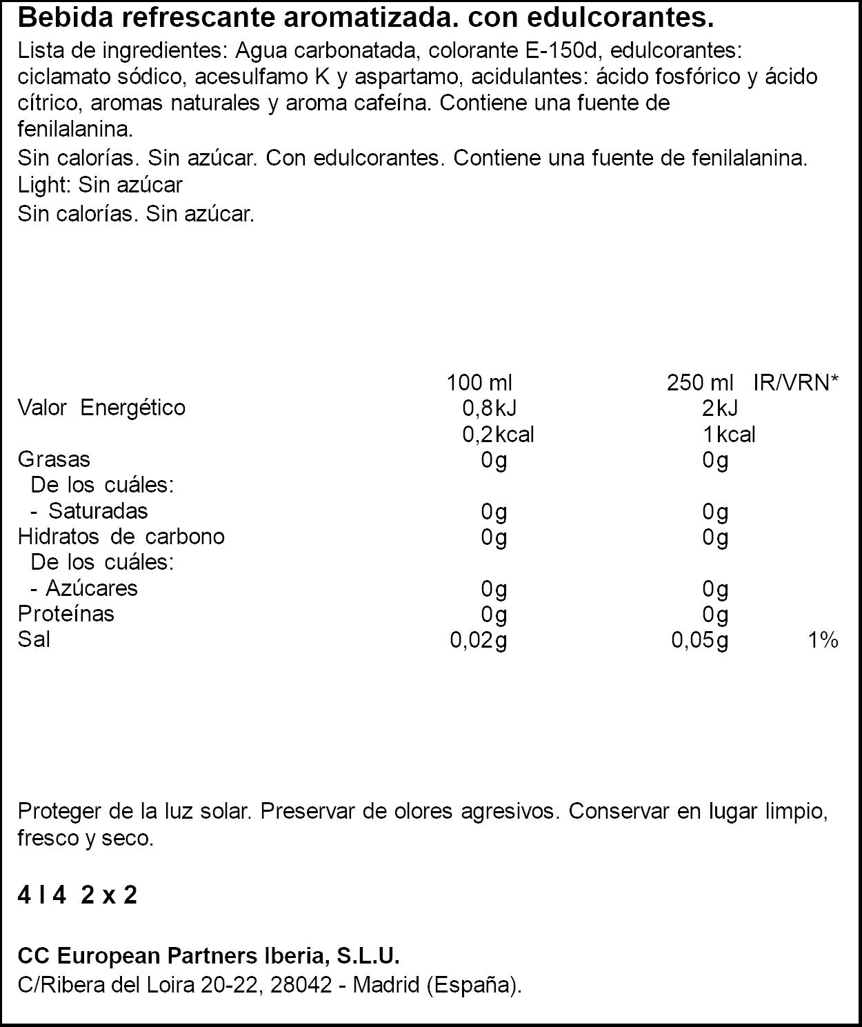Refresco cola light Coca cola p2 2l/u