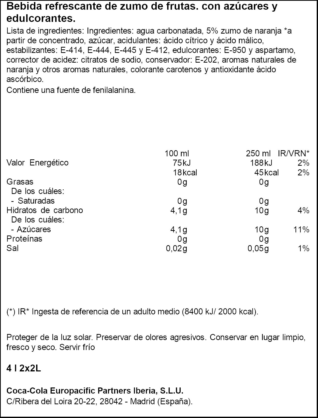 Refresco naranja  Fanta p2 2l/u