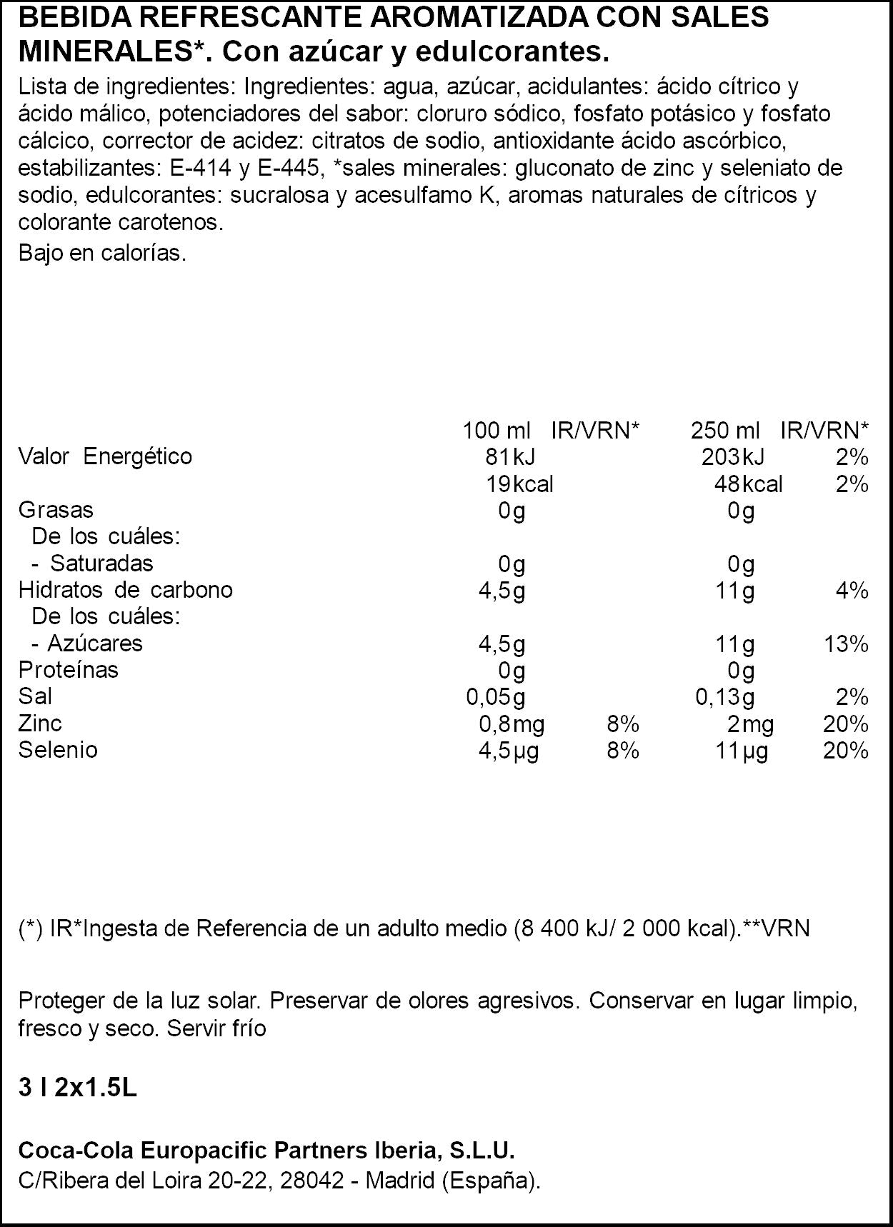 Bebida isotónica naranja Aquarius p2 1.5l