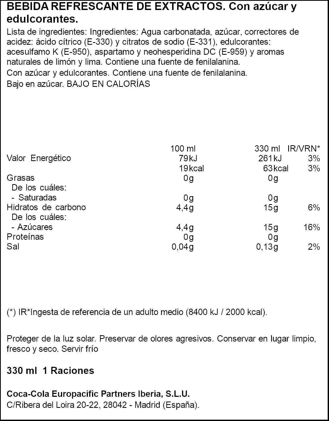 Refresco lima/limon lata Sprite fresh 330ml