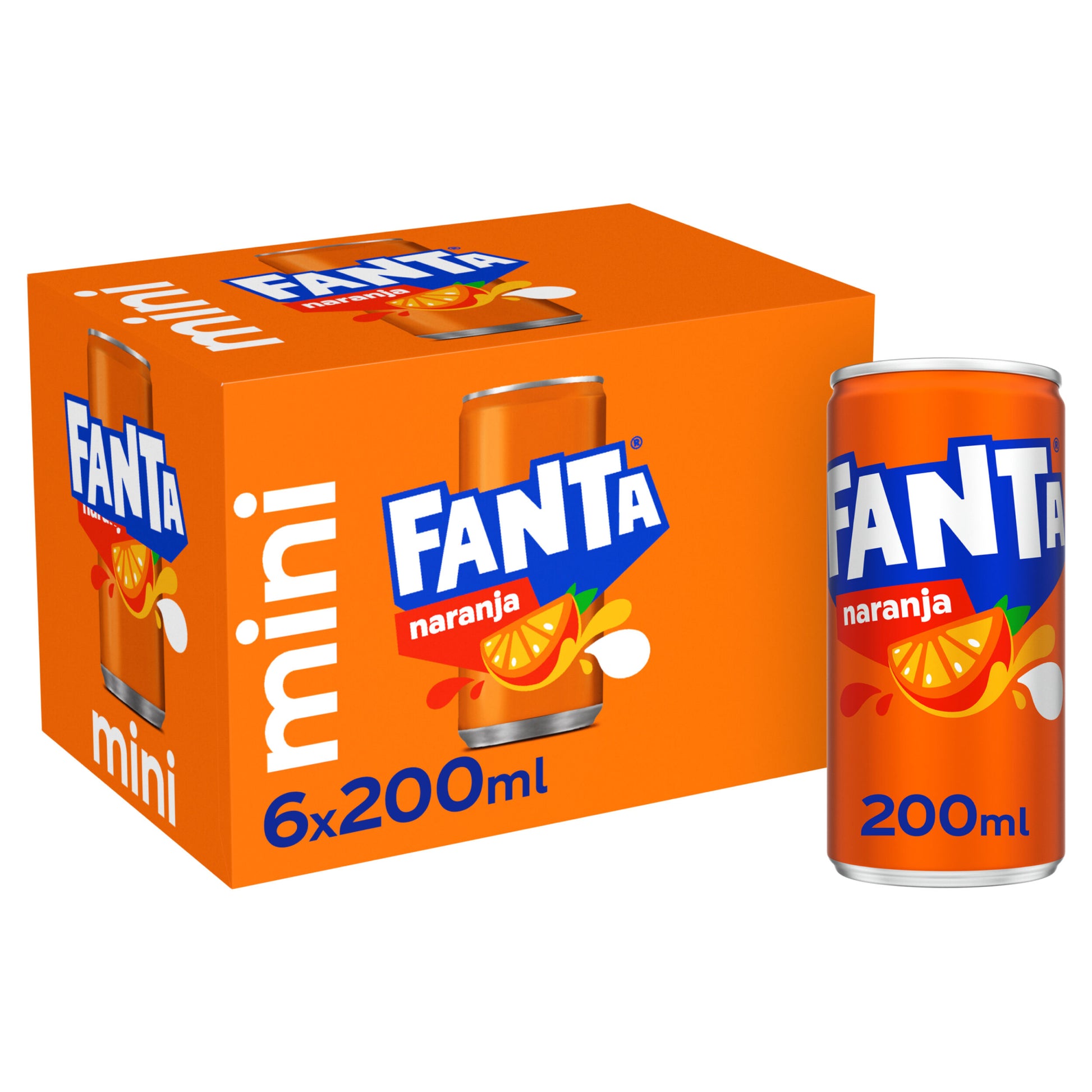 Refresco naranja mini lata fanta p6 200ml/u