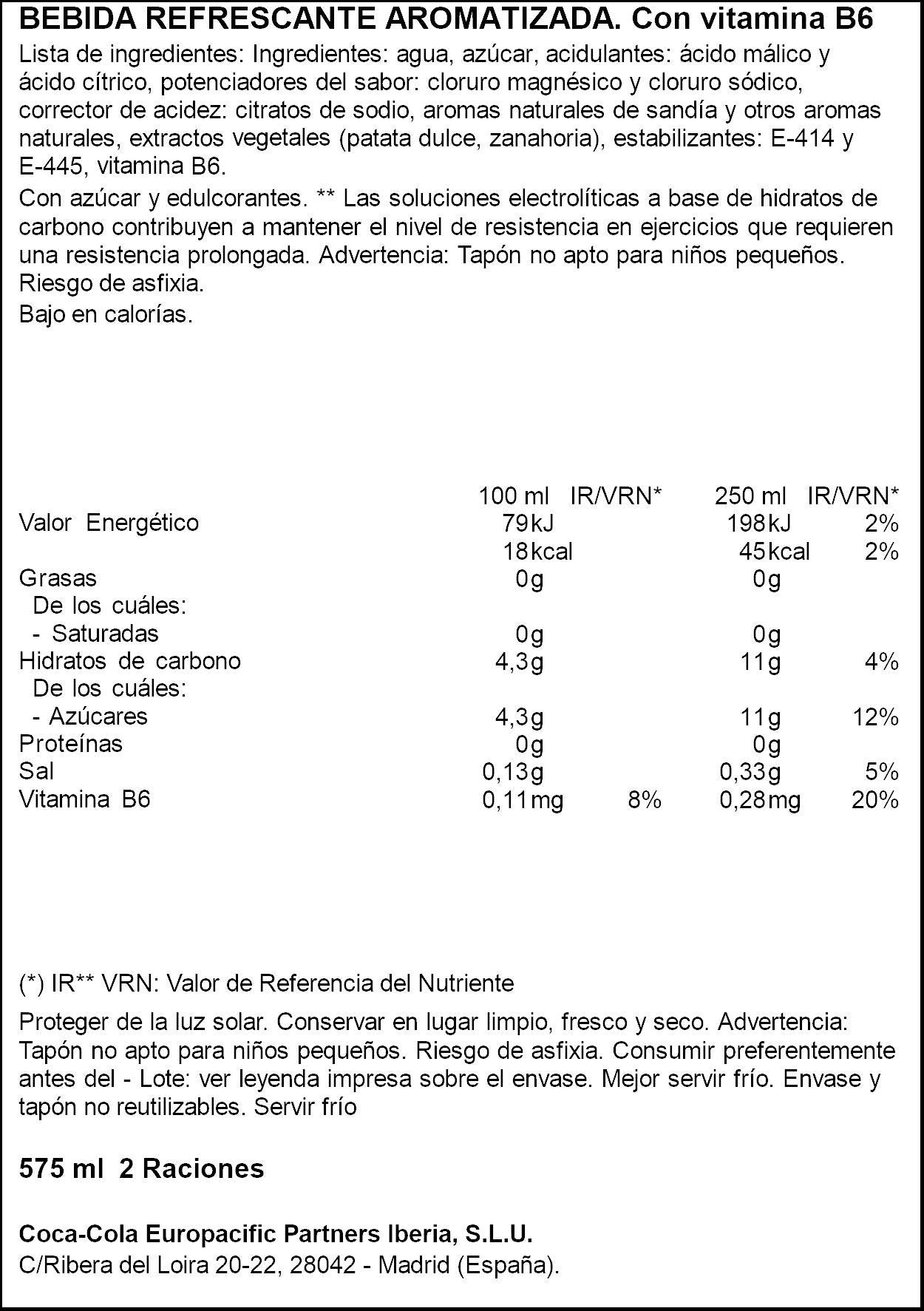 Bebida isotónica watermelon Body armor 575ml