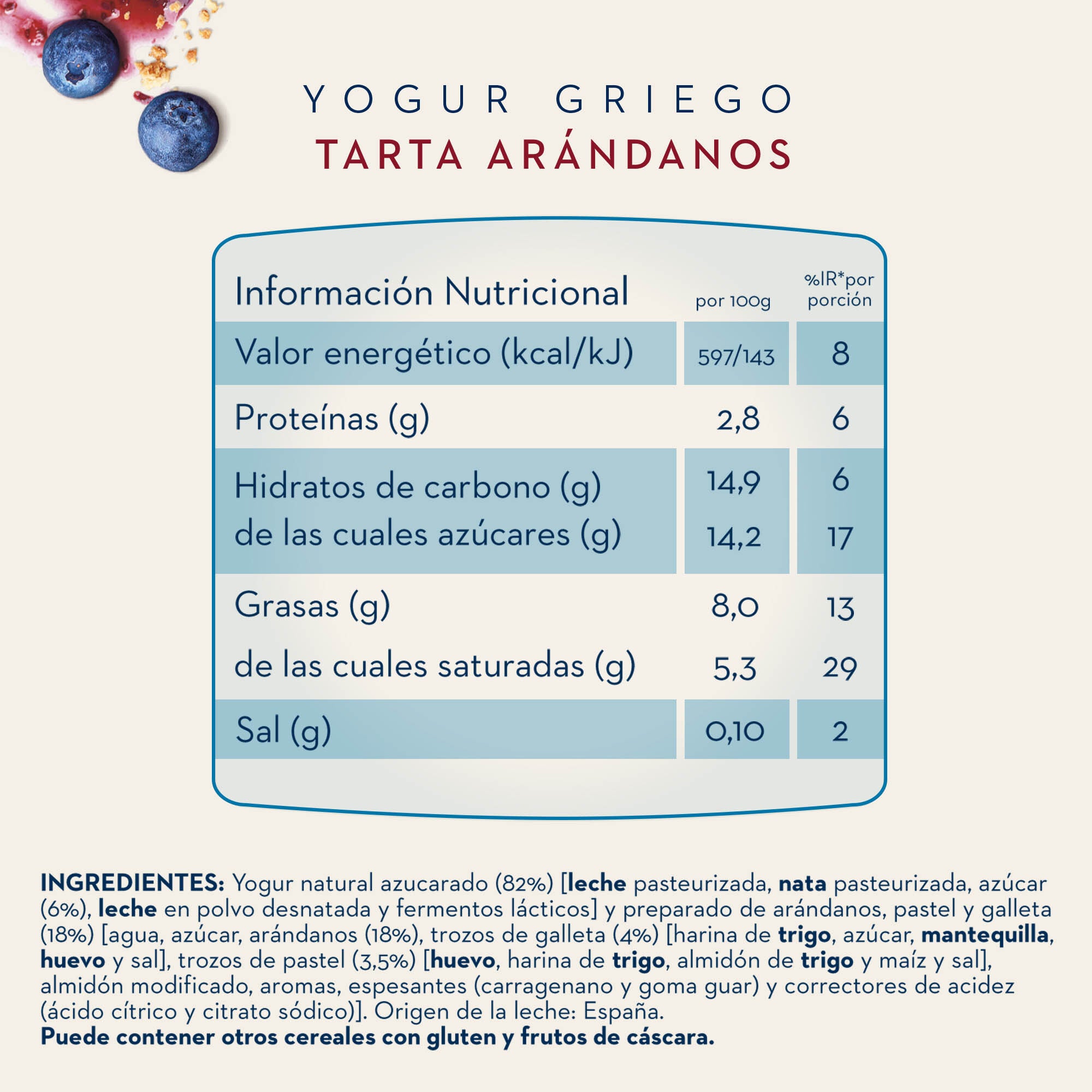 Yogur griego tarta de arandanos  oikos Danone p4 110g/u