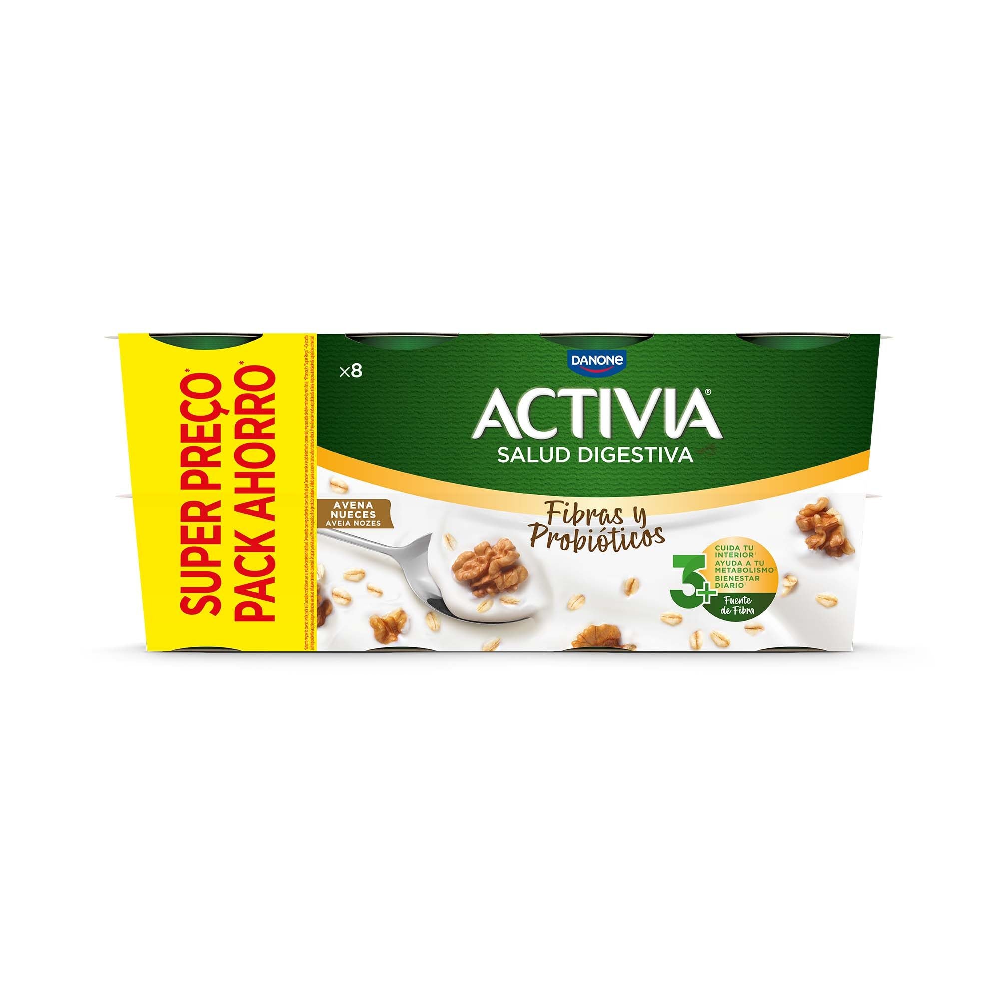 Yogur bifidus avena/nueces activia Danone p8 115g/u