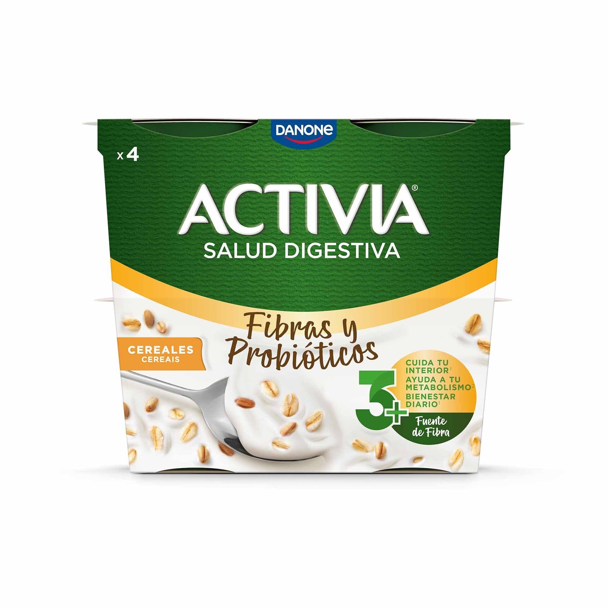 Yogur bifidus fibra cereales activia Danone p4 115g/u