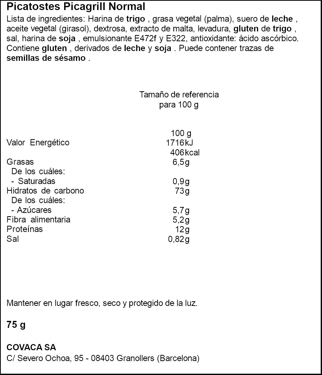 Picatoste normal Picagrill 75g