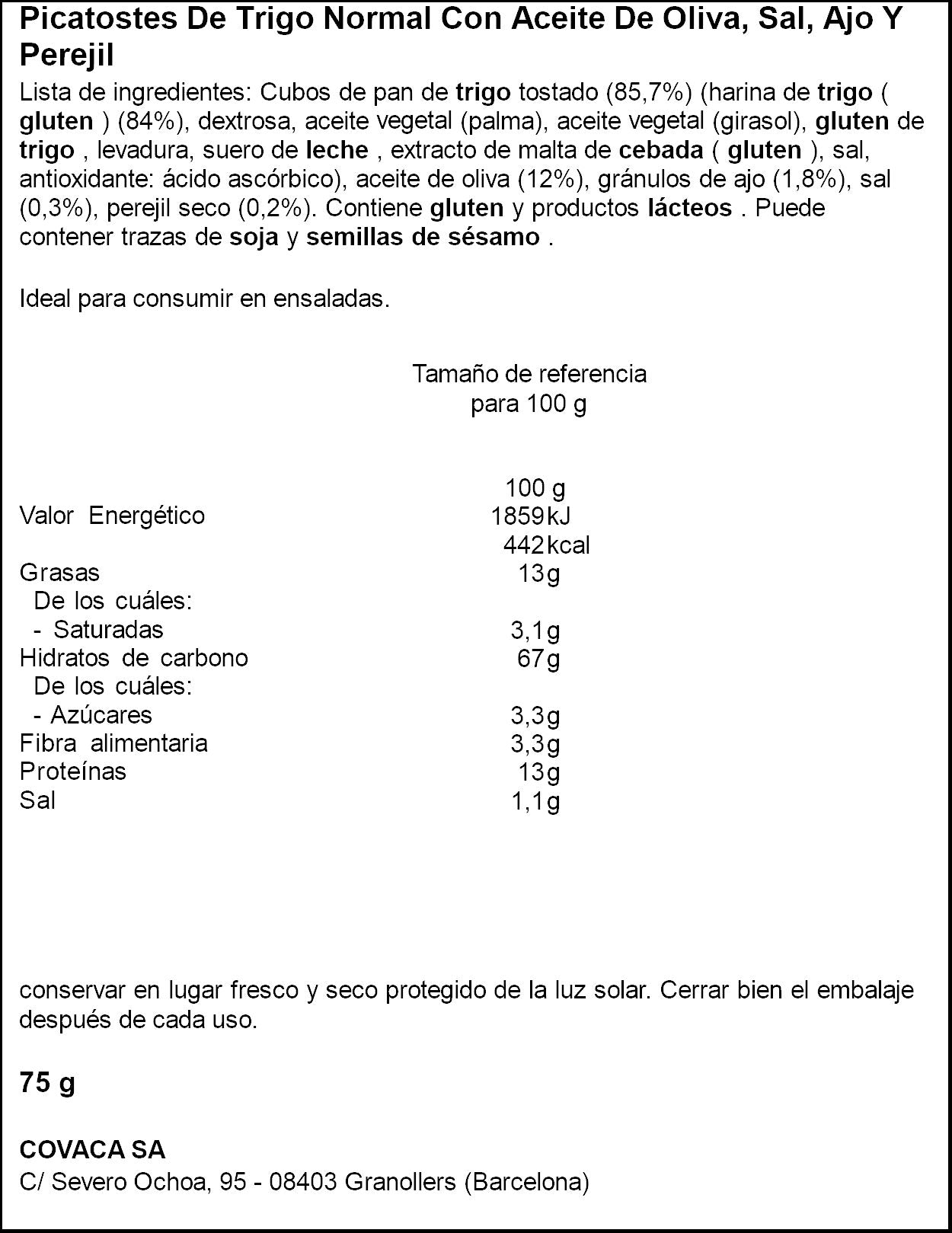Picatoste ajo/perejil Picagrill 75g