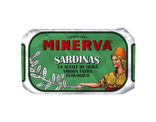 Sardina aceite de oliva bio lata Minerva 80g escurr La Despensa