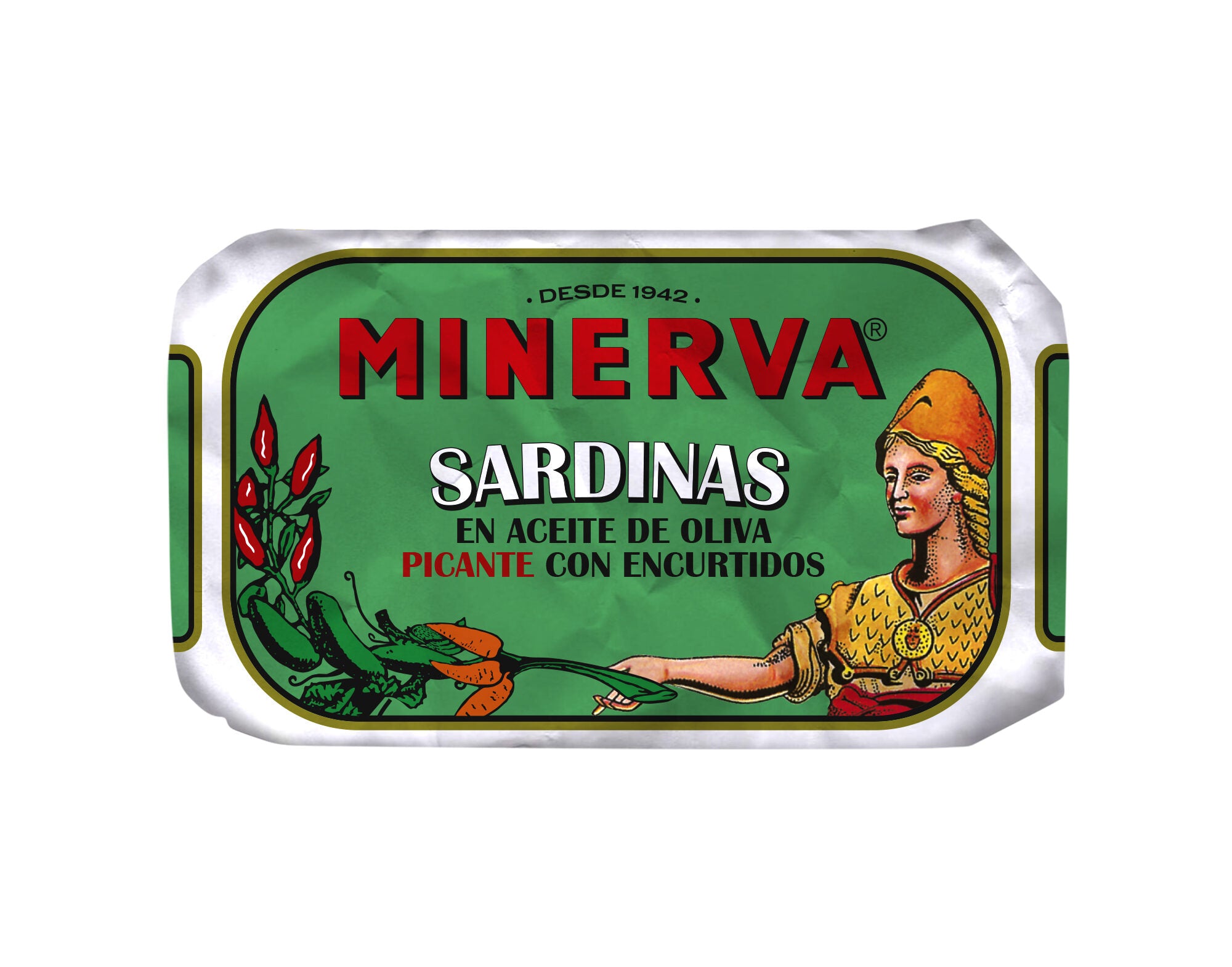 Sardina en aceite de oliva picante c/escurtidos lata Minerva 85g escurr