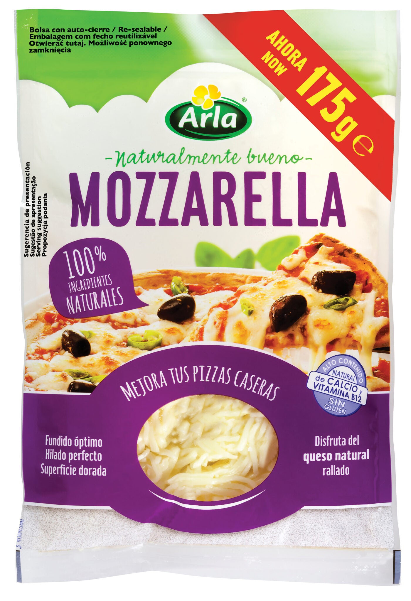 Queso mozarella rallado fino Arla 150g