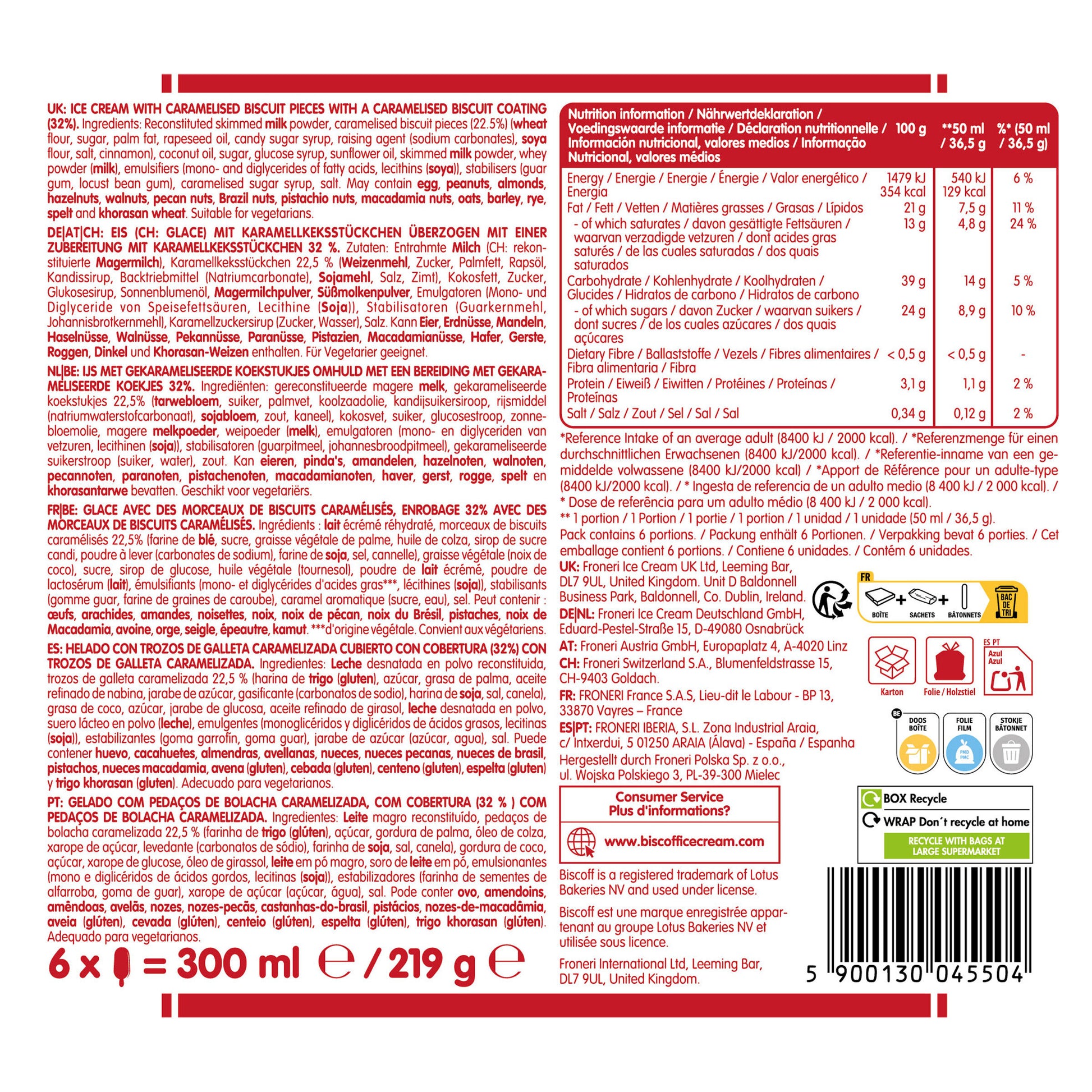 Bombon mini Biscoff p6x50ml