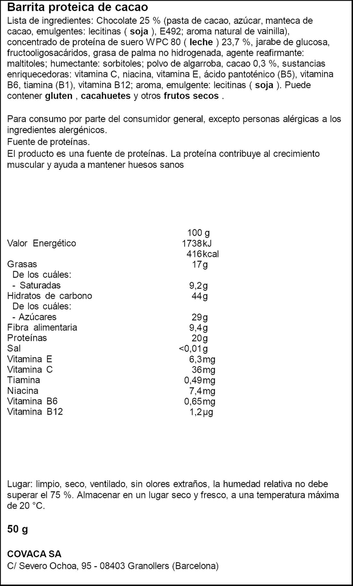 Barrita protein chocolate Go on 50g