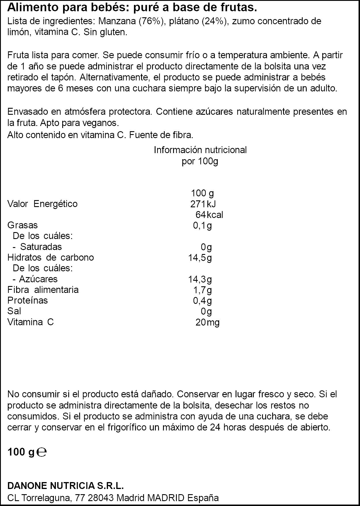 Compota manzana /plátano Blédina 100g