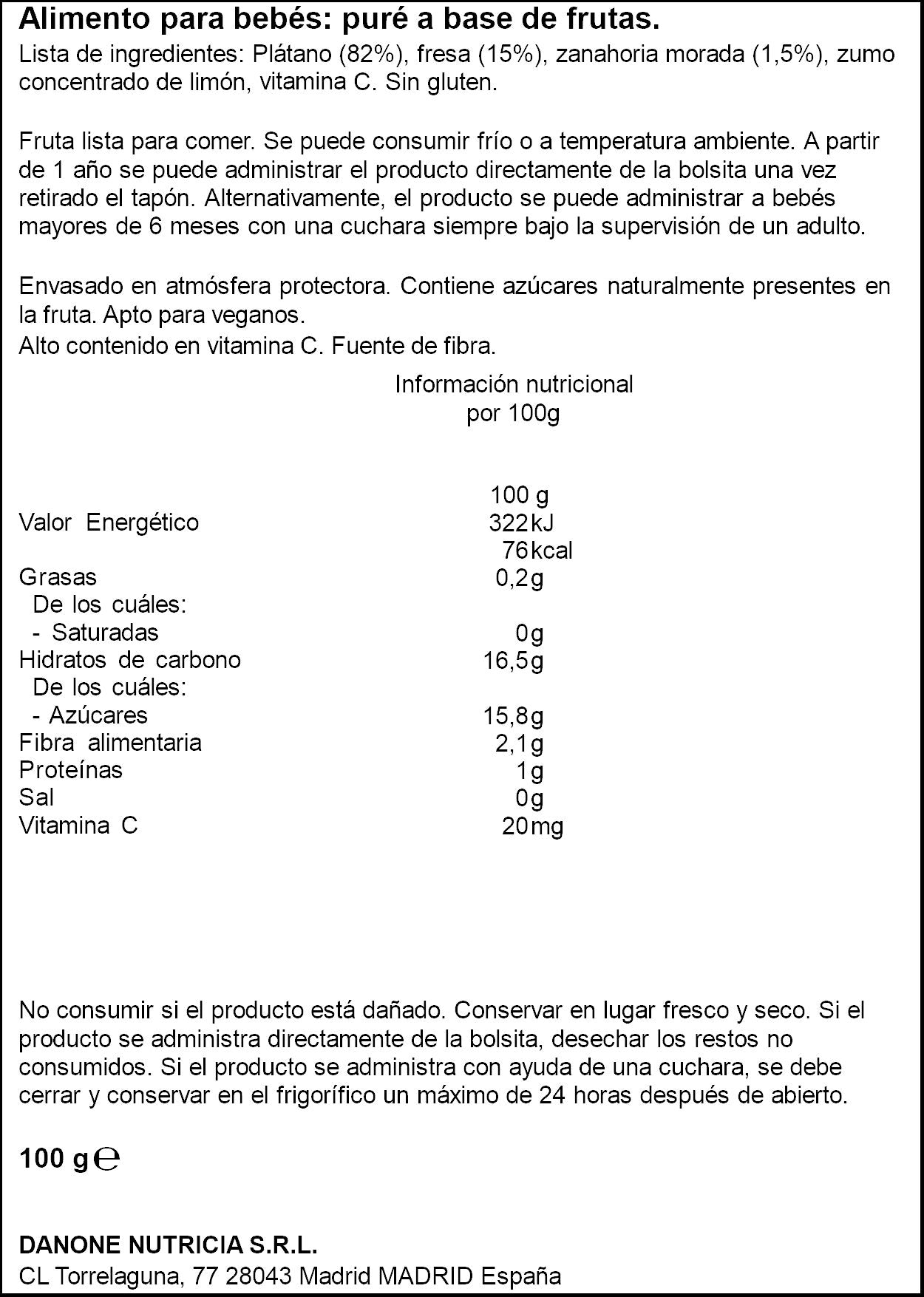 Compota platano/fresa Blédina 100g