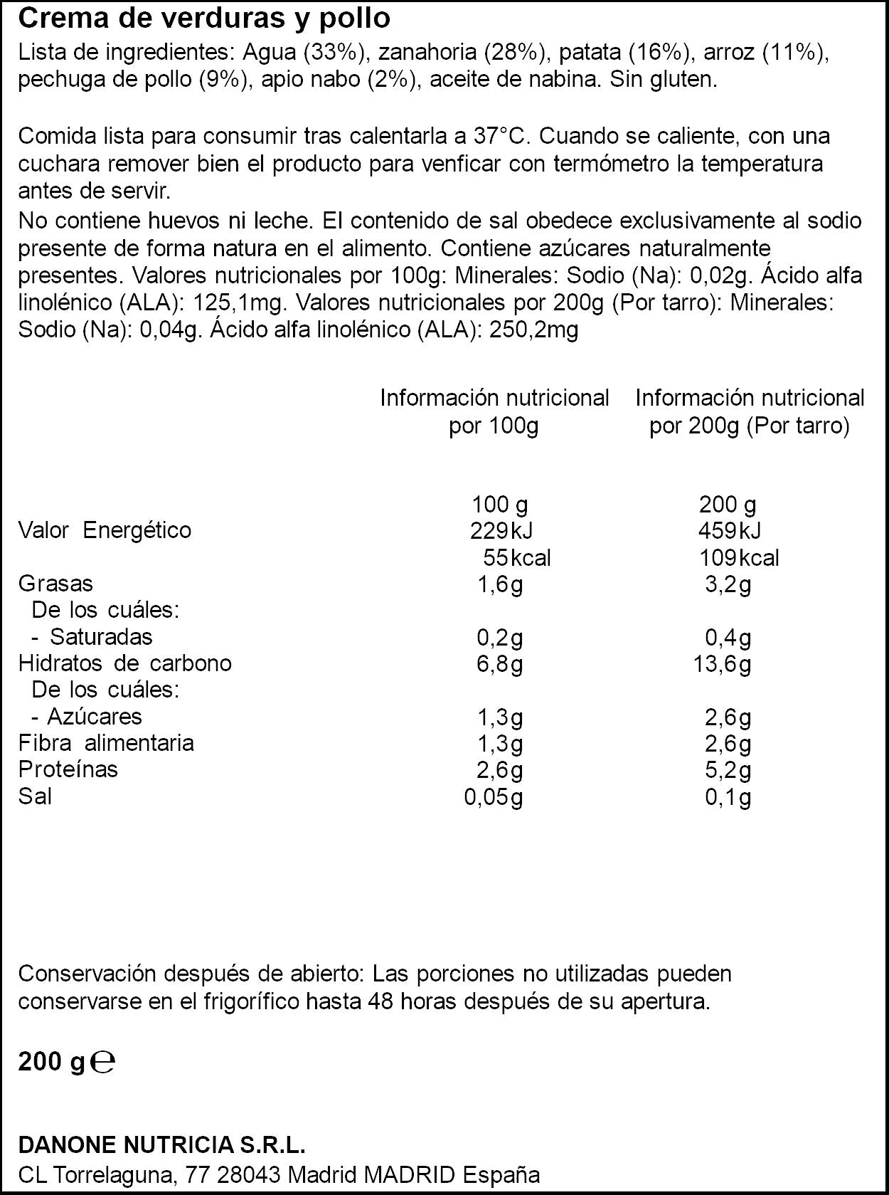 Potito crema verduras y pollo Blédina 200g