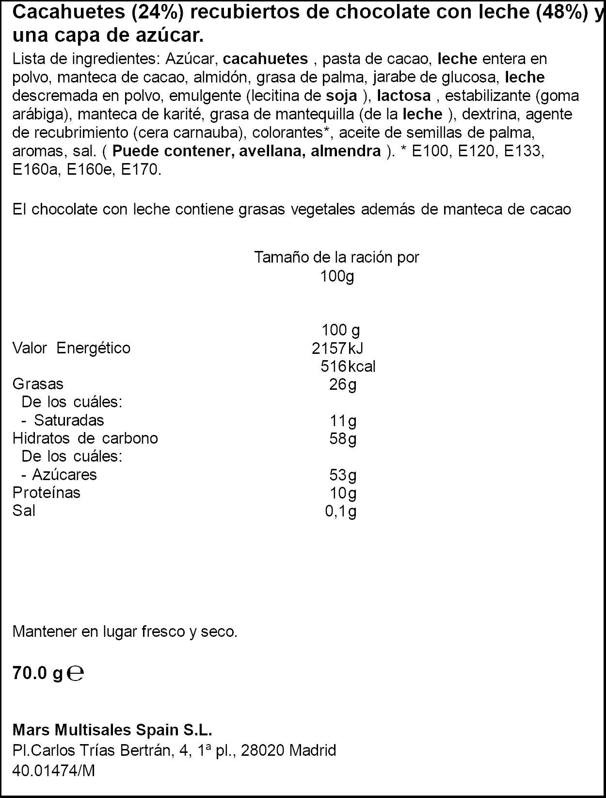 Barrita chocolate y caramelo Mars 700g