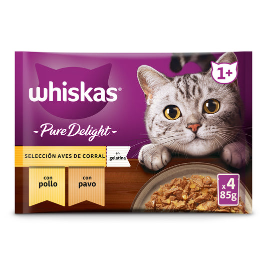 Comida húmeda gato aves gelatina pure delight Whiskas p4 85g/u La Despensa