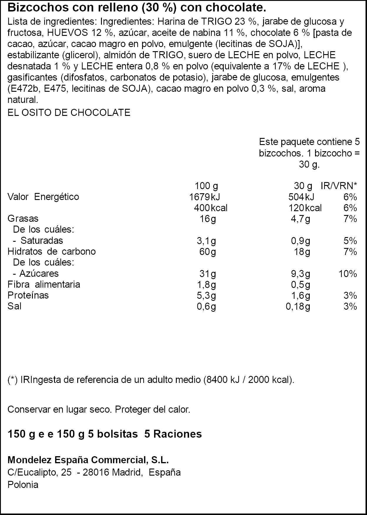 Galleta bizcocho osito Lulu Fontaneda 150g