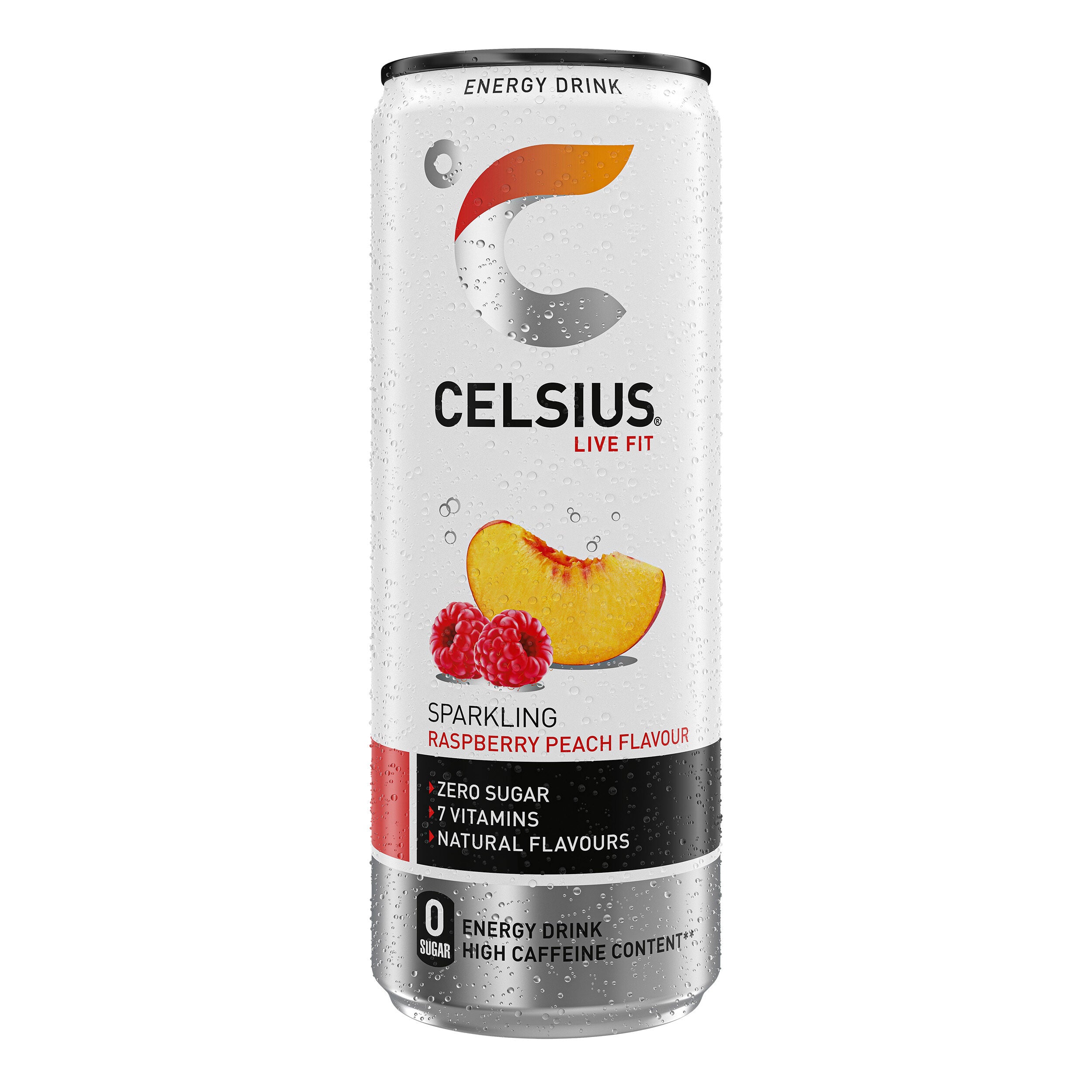 Bebida energética melocotón/framb lata Celsius 355ml