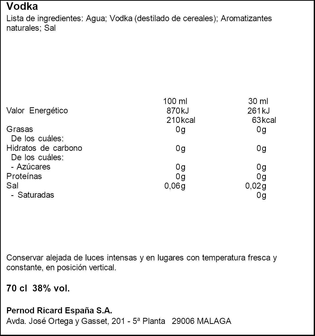 Vodka c/tabasco Absolut 700ml