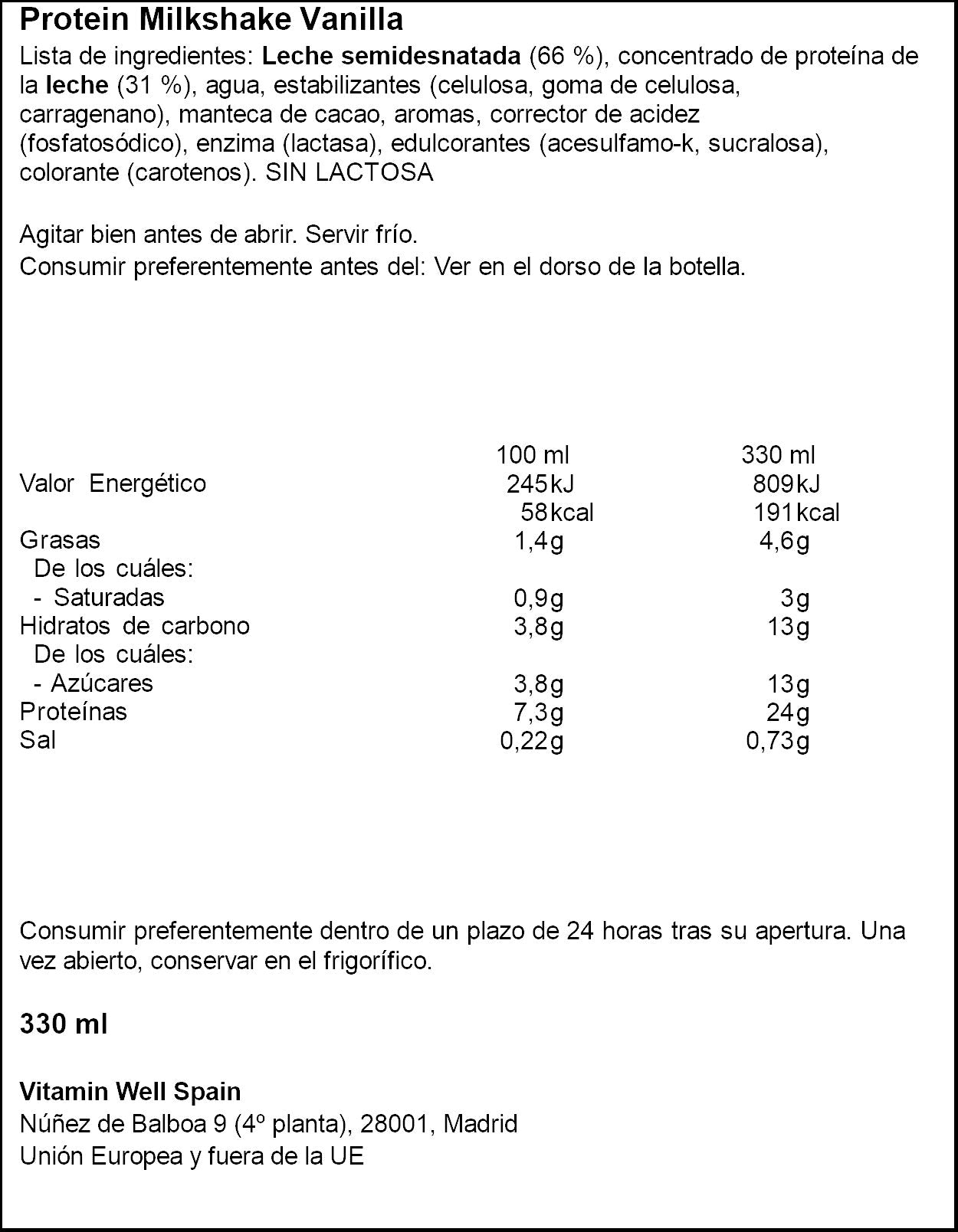 Batido proteinas vainilla s/az Barebells 330ml