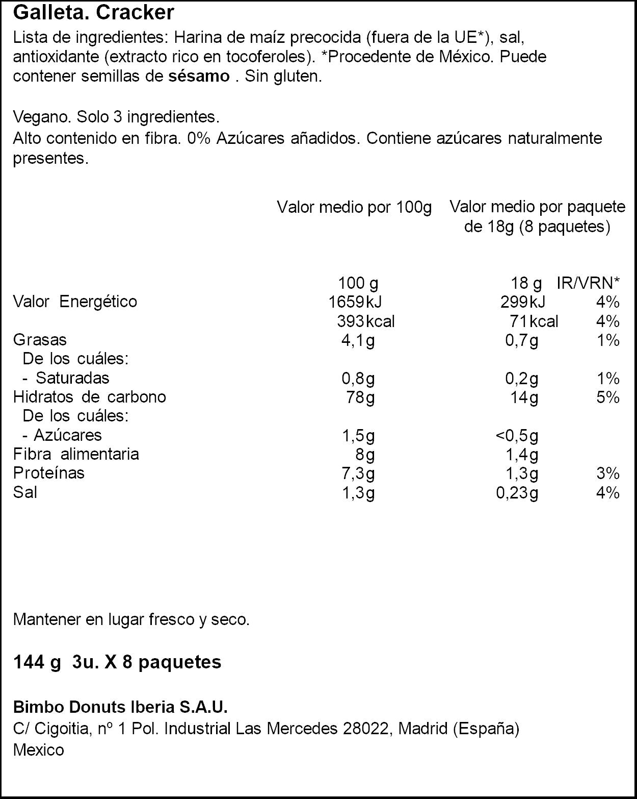Cracker maiz  Zenissimo p8 144g