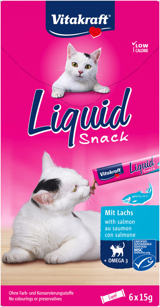 Snack gato liquido salmón c/omega 3 Vitrakraf p6 30g/u La Despensa