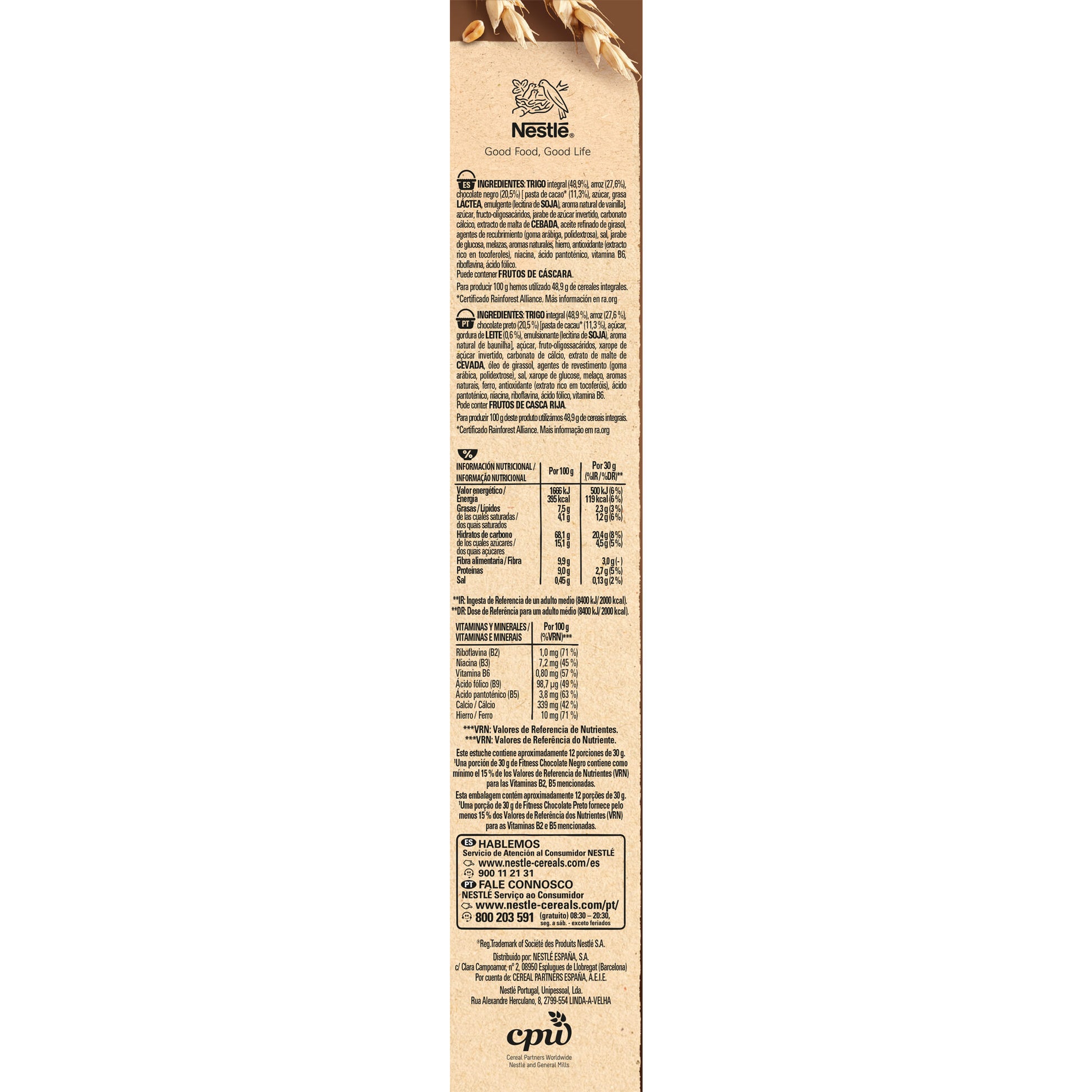 Cereal intregal c/chocolate negro Fitness Nestle 375g