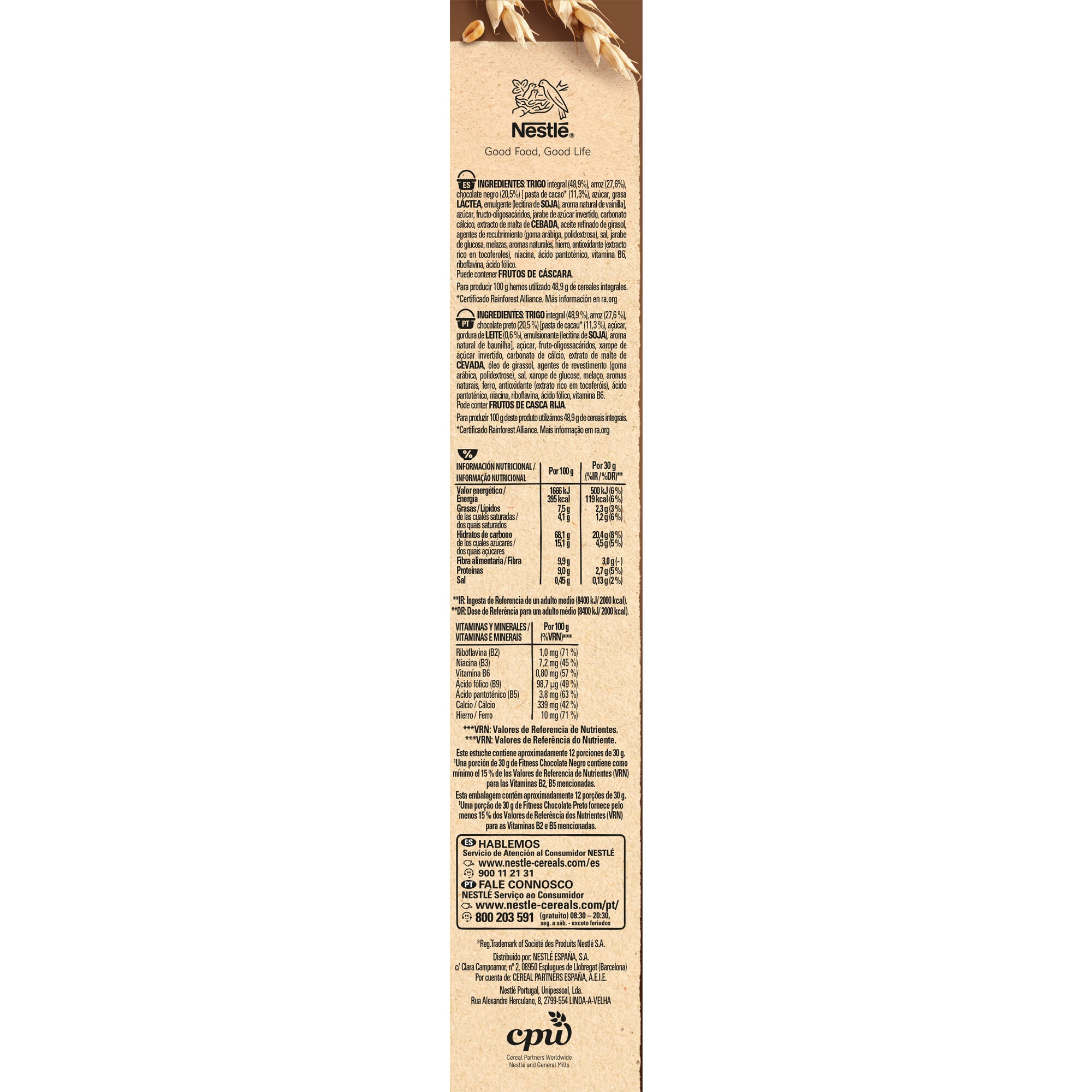 Cereal intregal c/chocolate negro Fitness Nestle 375g