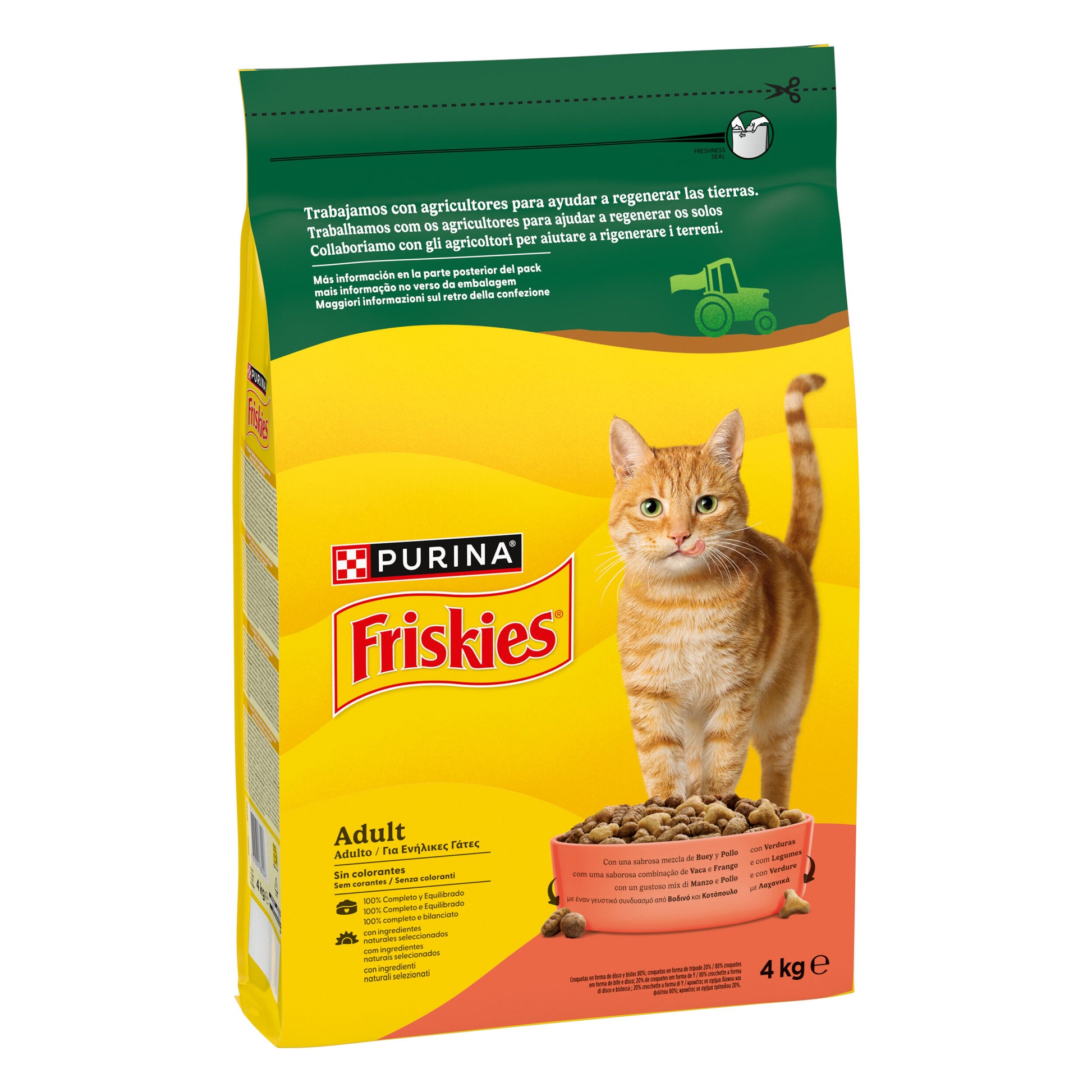 Comida gato seco buey/pollo/verdura adulto Friskies 4kg