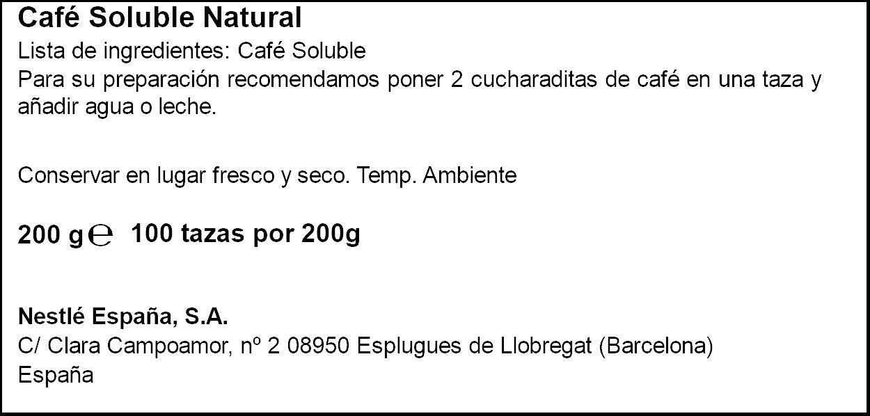 Café soluble natural Nescafe 200g