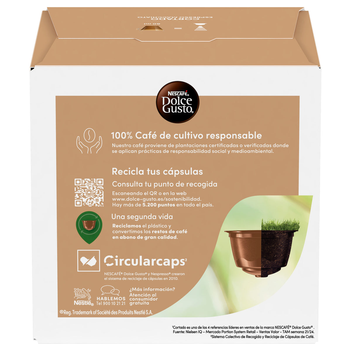 Café cápsula cortado espres macchiato Dolce gusto p16 101g