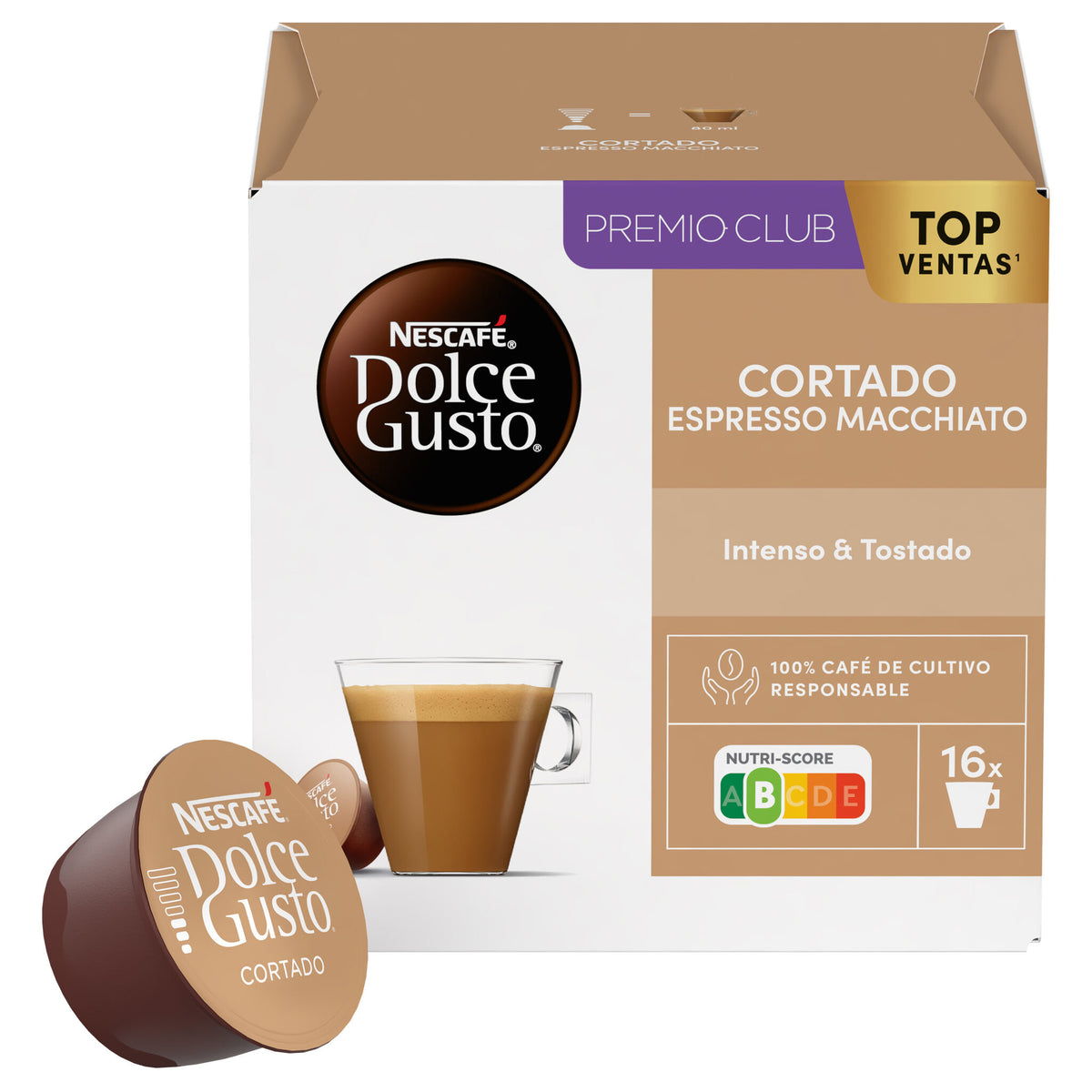 Café cápsula cortado espres macchiato Dolce gusto p16 101g