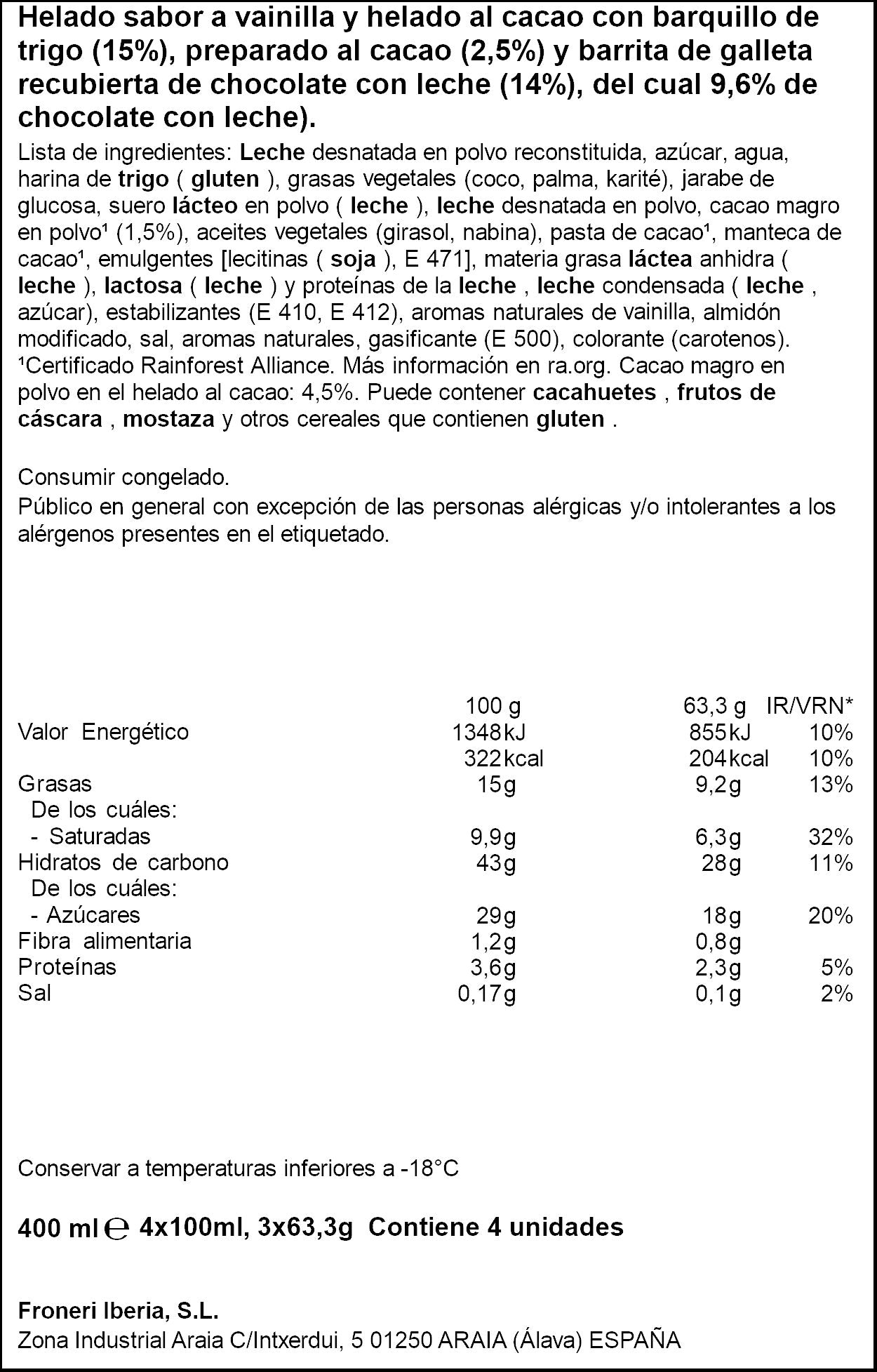 Cono nata chocolate kit kat p4x100ml