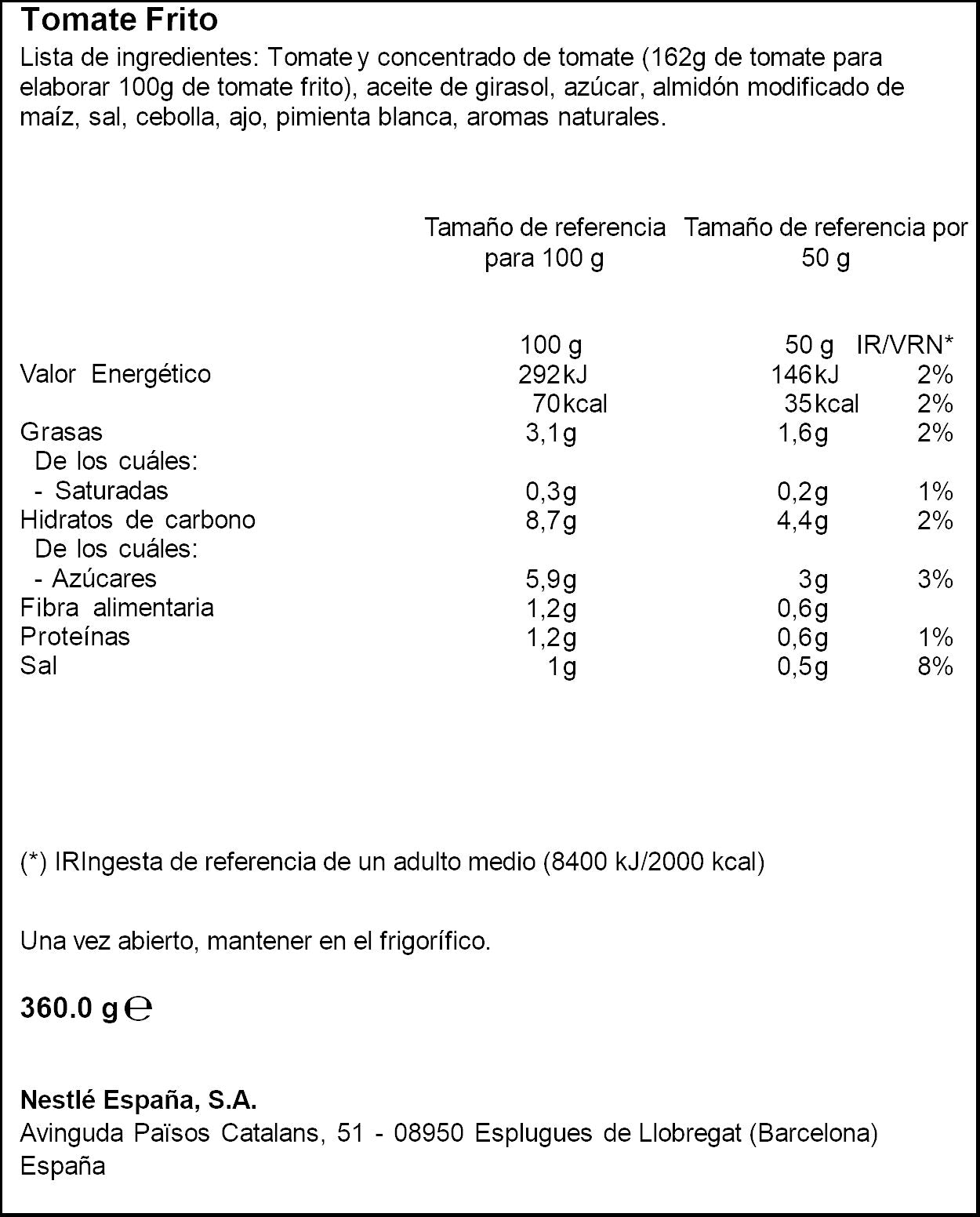 Tomate frito cristal solís 360g