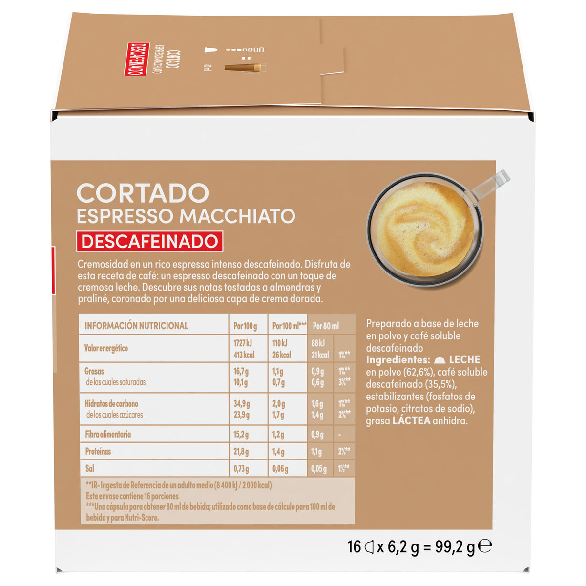 Café cápsula cort espr macchiato desc Dolce gusto p16