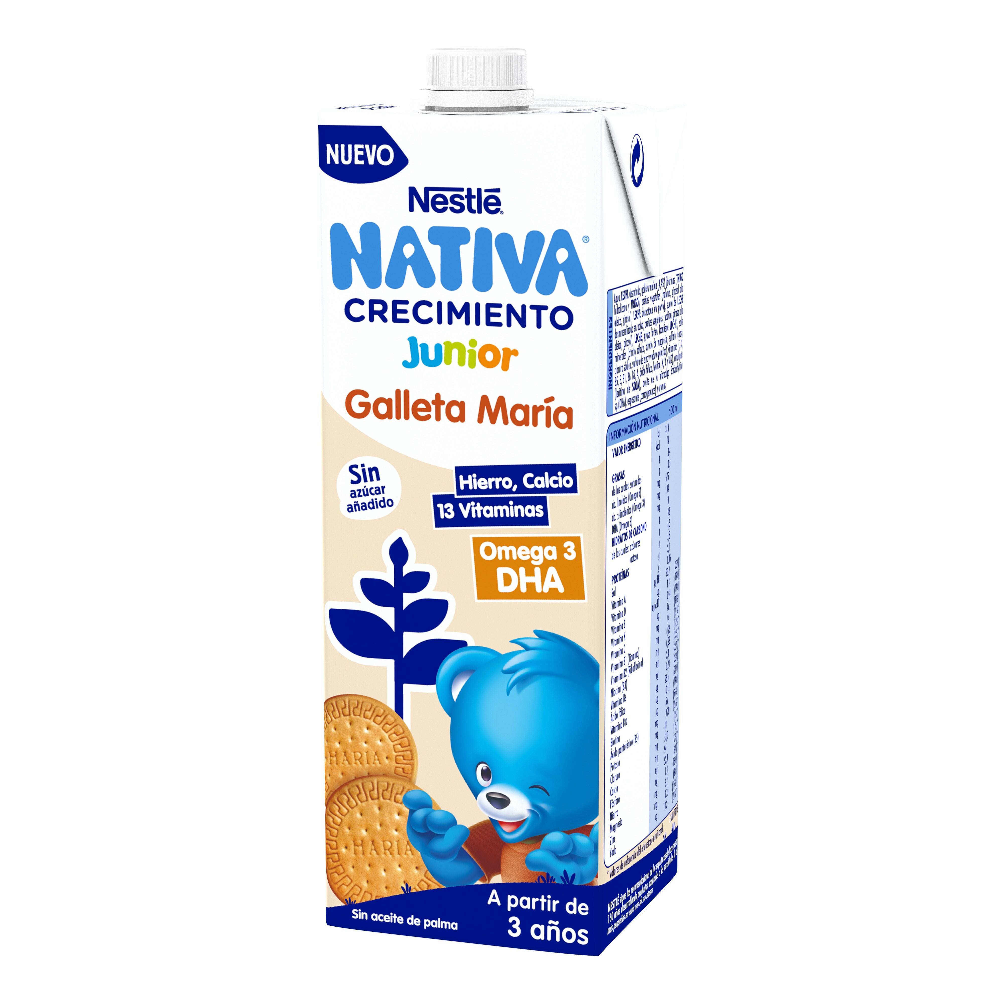 Leche infantil crecimiento c/galleta junior Nestle 1l