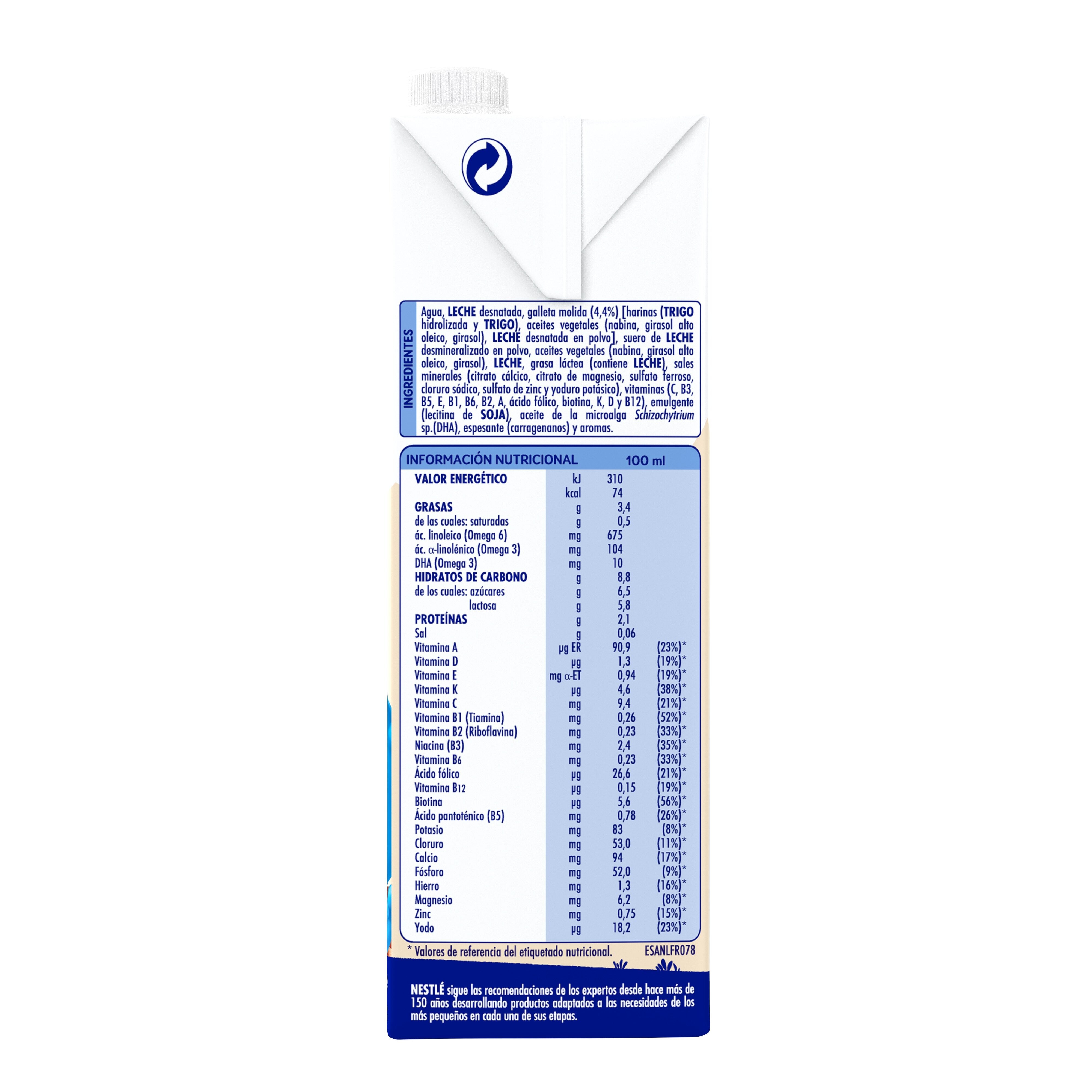 Leche infantil crecimiento c/galleta junior Nestle 1l