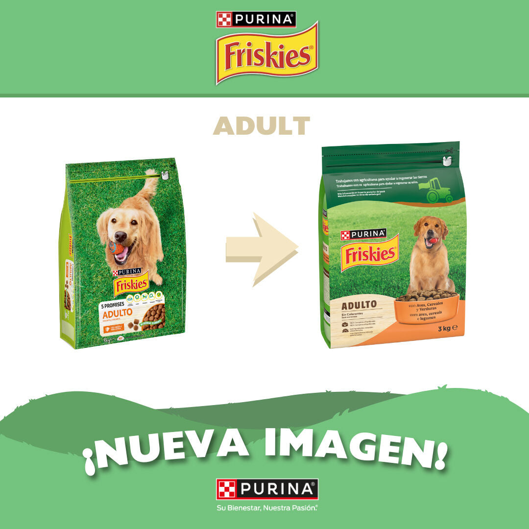 Comida seca perro ave/verd adulto Friskies 3kg