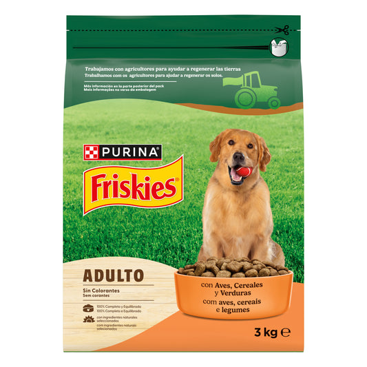 Comida seca perro ave/verd adulto Friskies 3kg La Despensa