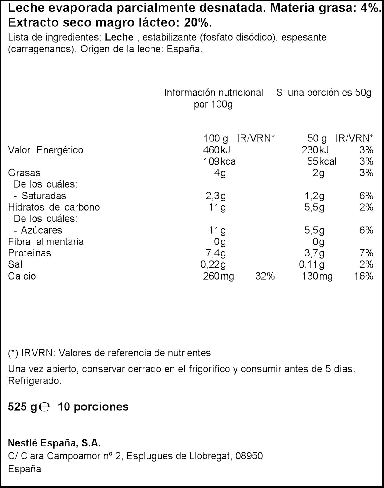 Leche evaporada semides  Nestle ideal 525g