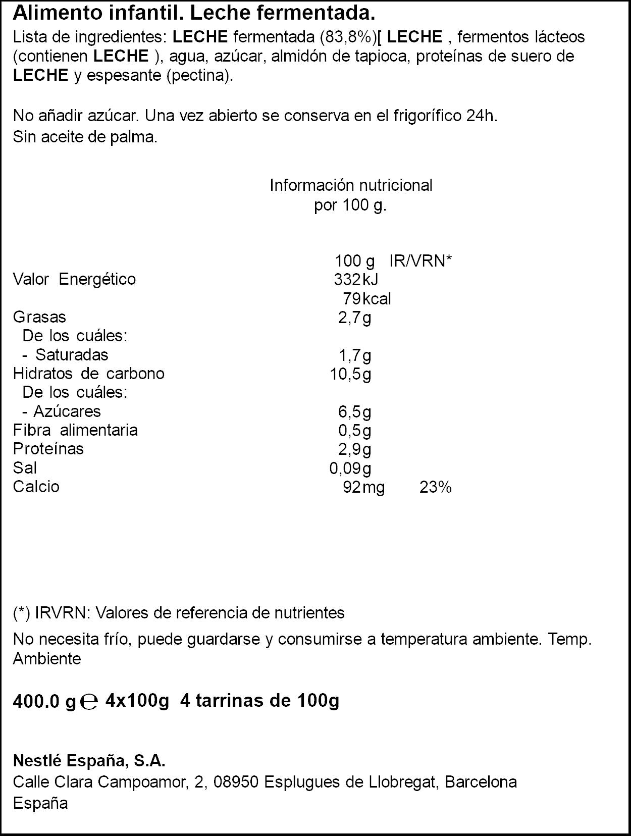 Yogur yogolino natural postre lácteo Nestle p-4 100g